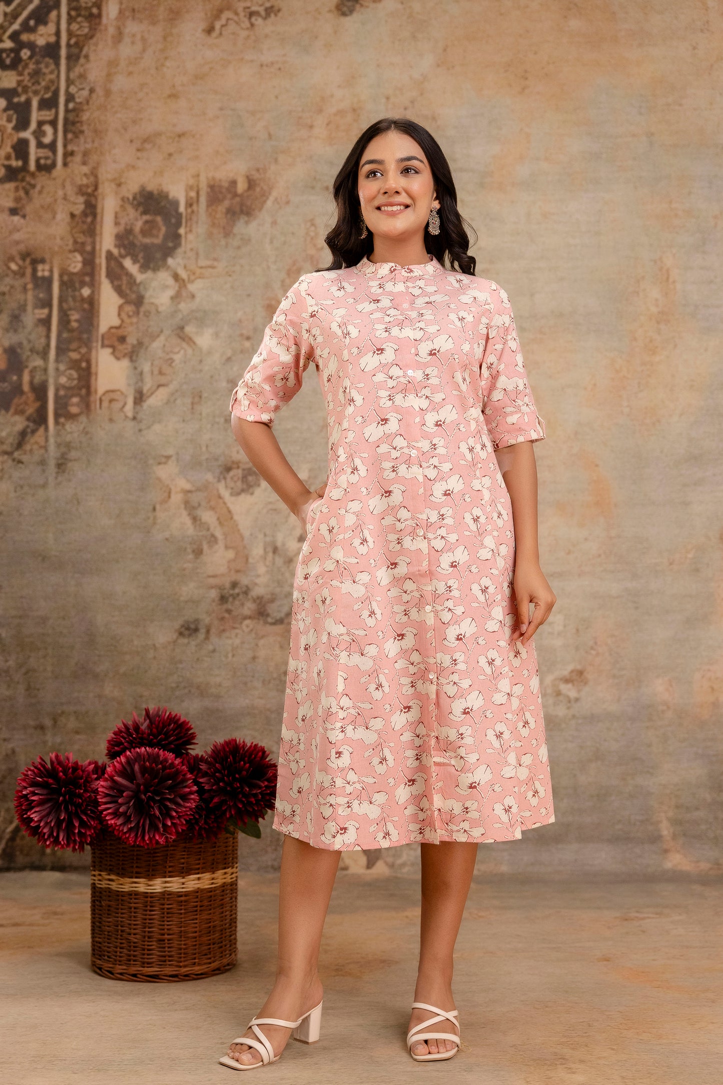 Elegant Off-White Printed A-Line Cotton Kurta with Front Button Detailing - Naticraft
