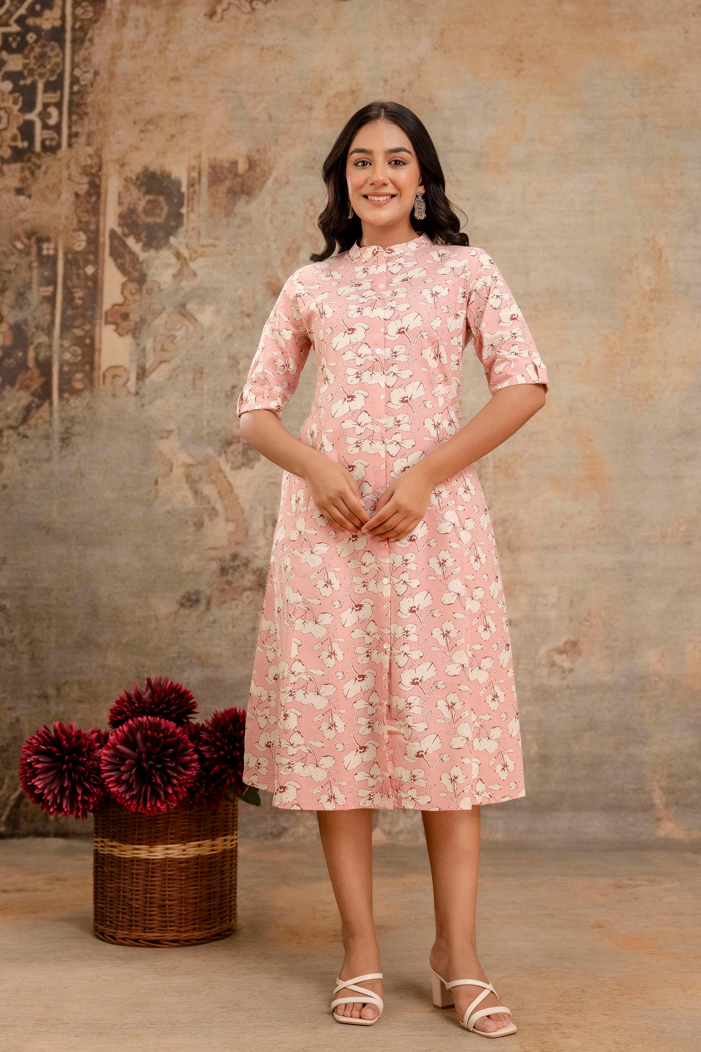 Elegant Off-White Printed A-Line Cotton Kurta with Front Button Detailing - Naticraft