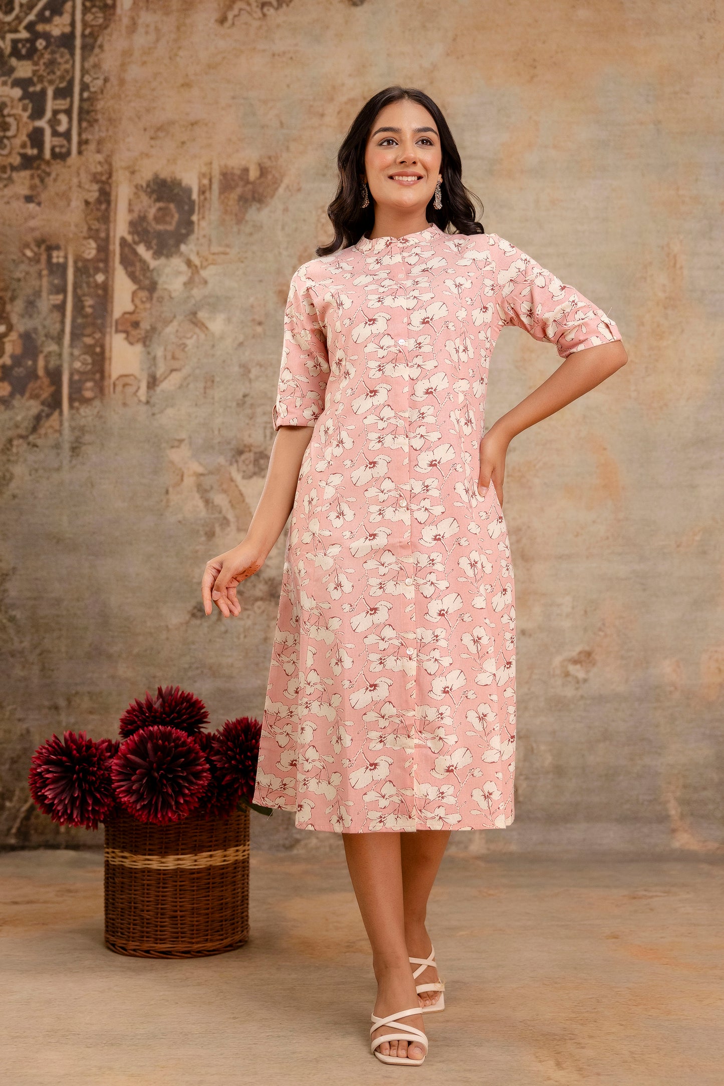 Elegant Off-White Printed A-Line Cotton Kurta with Front Button Detailing - Naticraft