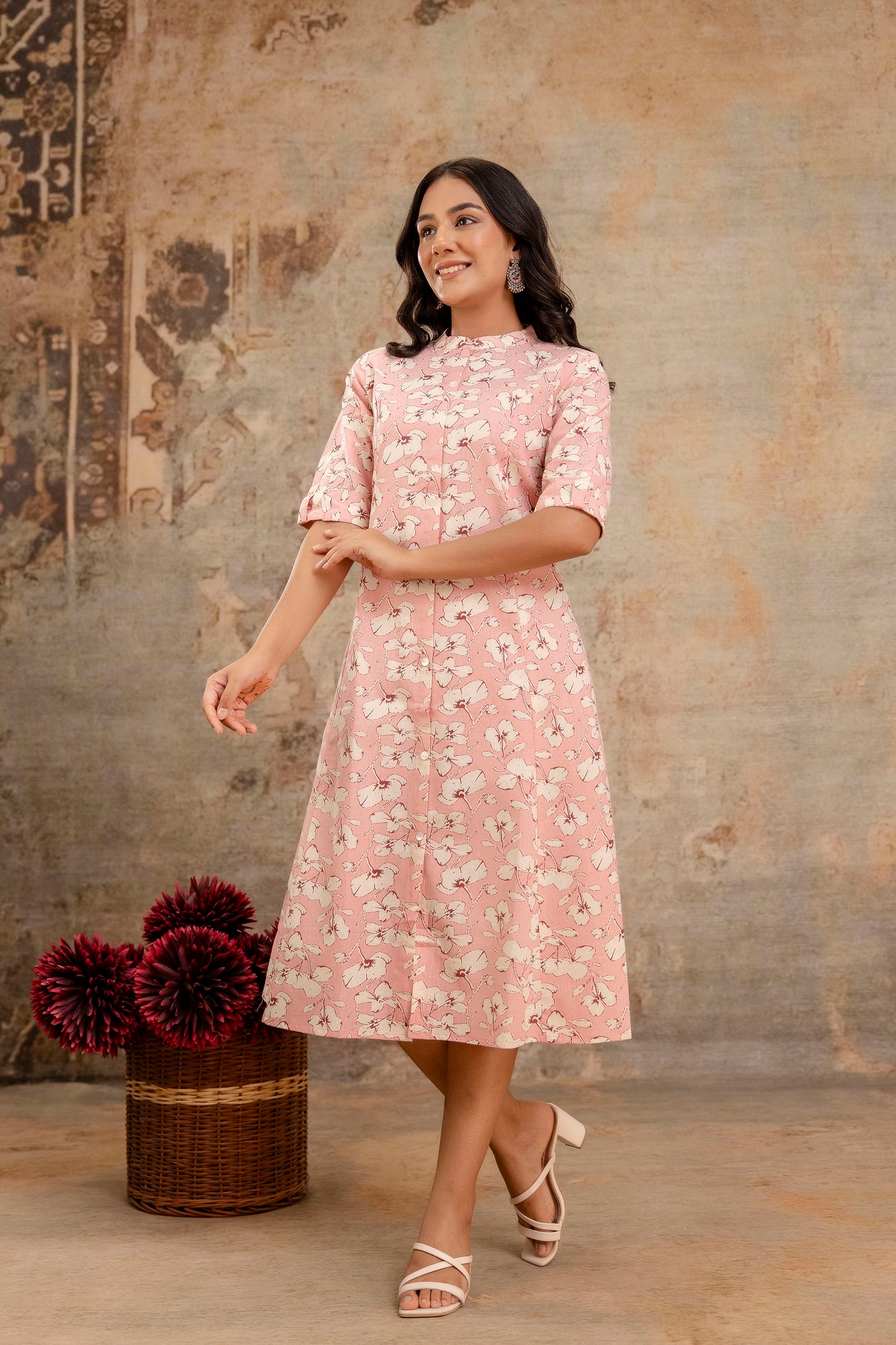 Elegant Off-White Printed A-Line Cotton Kurta with Front Button Detailing - Naticraft