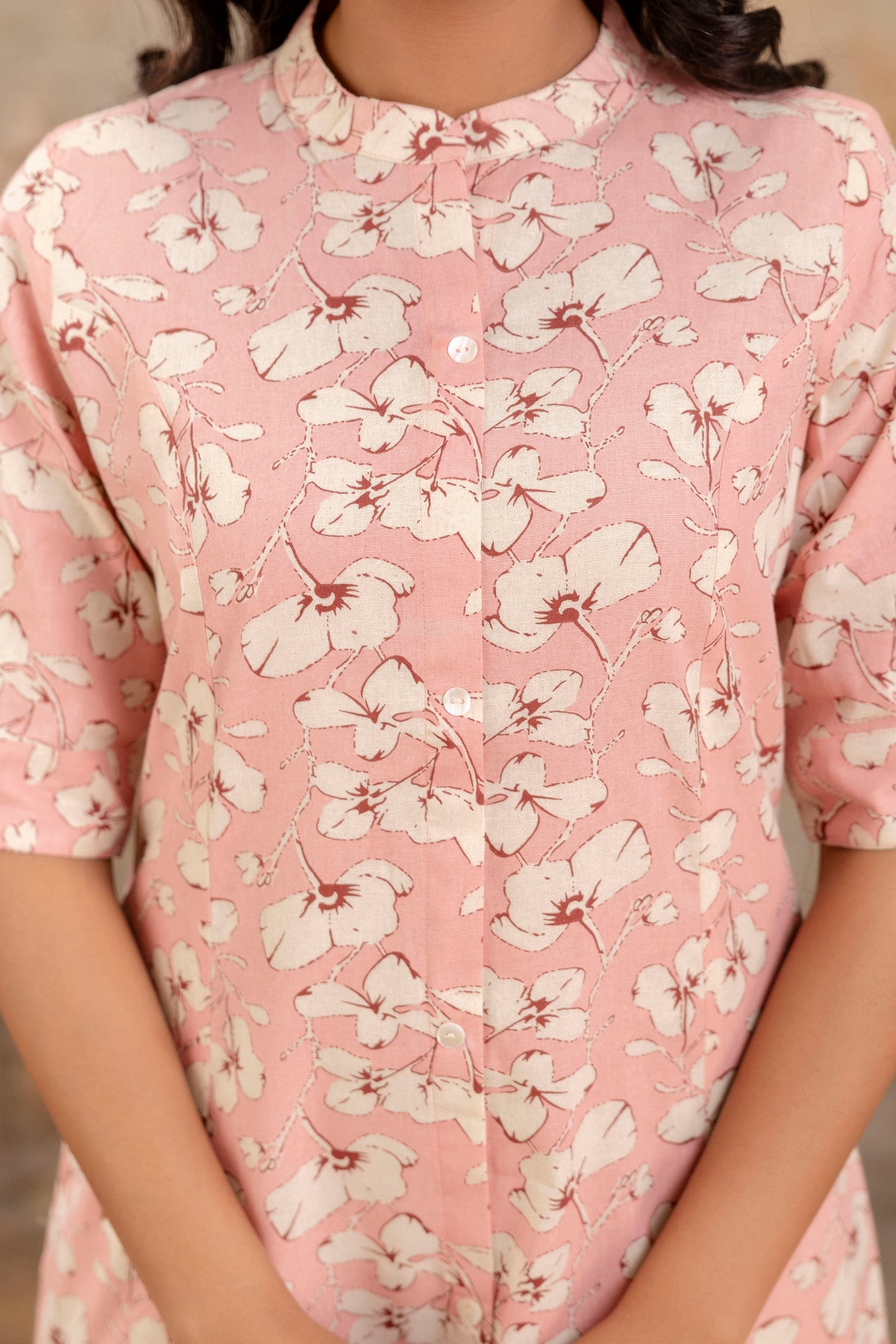Elegant Off-White Printed A-Line Cotton Kurta with Front Button Detailing - Naticraft