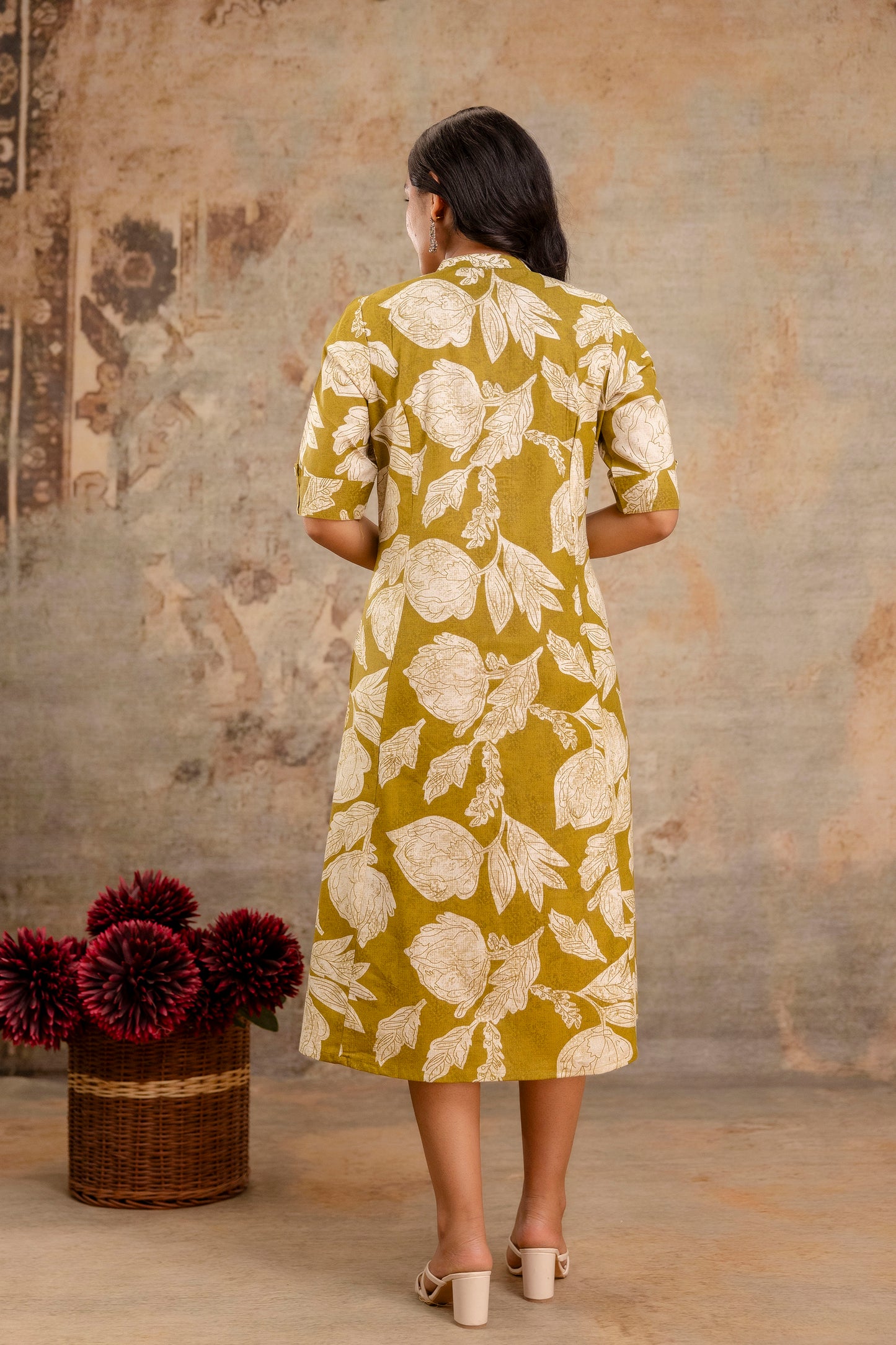 Elegant Off-White Printed A-Line Cotton Kurta with Front Button Detailing - Naticraft