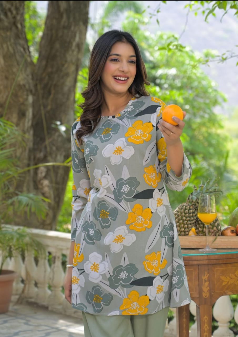 Dual-Tone Floral Cotton Co-Ord Set – Summer Fresh Styles - Naticraft