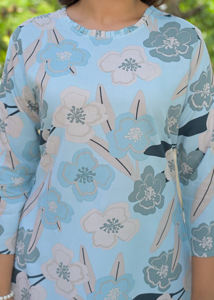 Dual-Tone Floral Cotton Co-Ord Set – Summer Fresh Styles - Naticraft