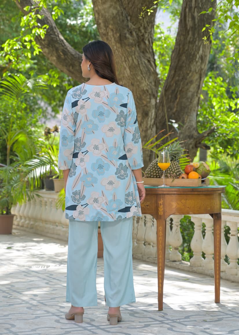 Dual-Tone Floral Cotton Co-Ord Set – Summer Fresh Styles - Naticraft