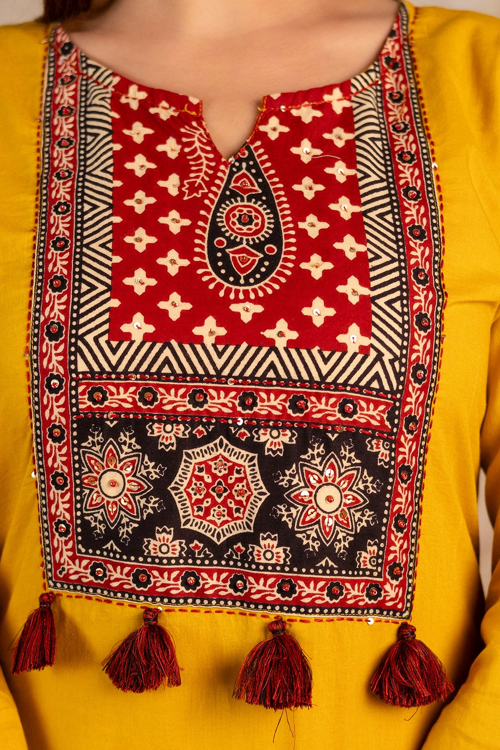 Women's Ajrakh Embroidered Kurta Set with Dupatta – A Blend of Tradition & Elegance - Naticraft