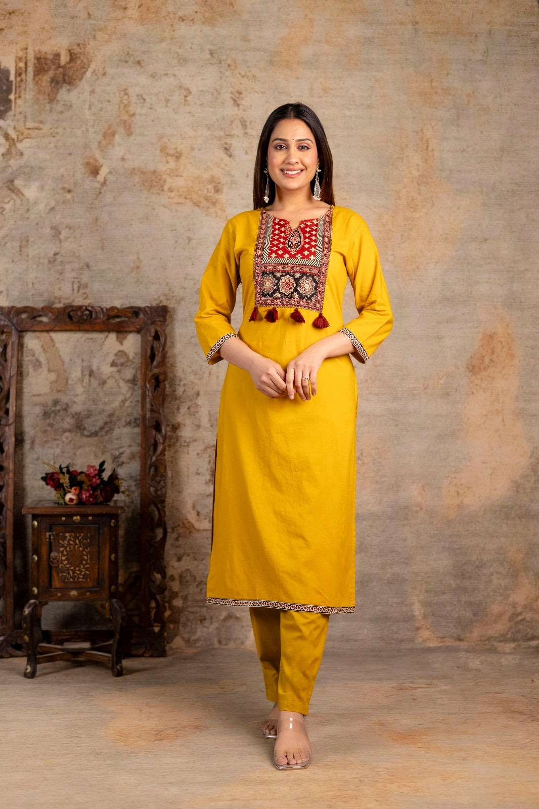 Women's Ajrakh Embroidered Kurta Set with Dupatta – A Blend of Tradition & Elegance - Naticraft