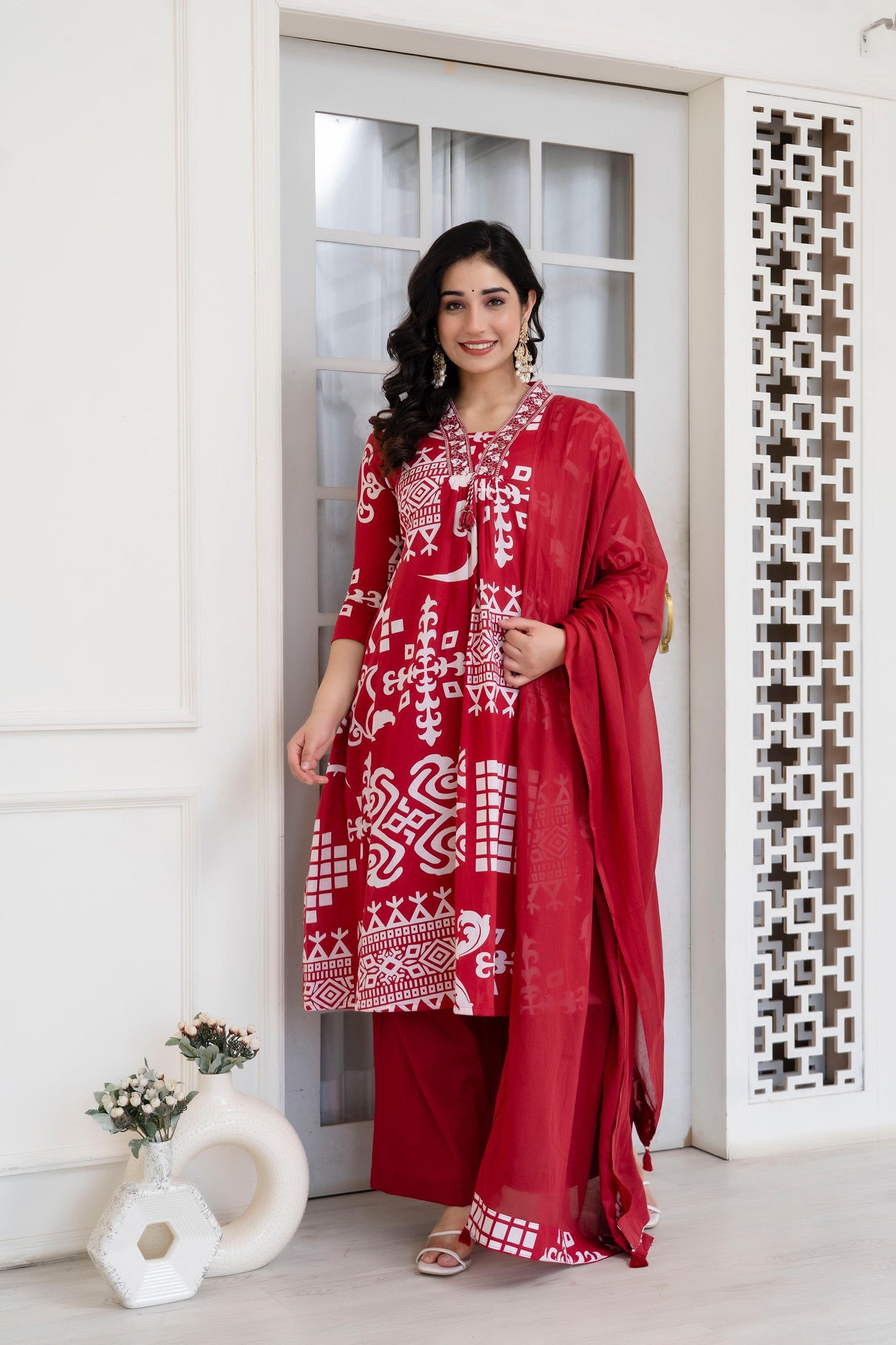 Embroidered Cotton Kurta Set with Dupatta – Timeless Elegance for Every Occasion - Naticraft