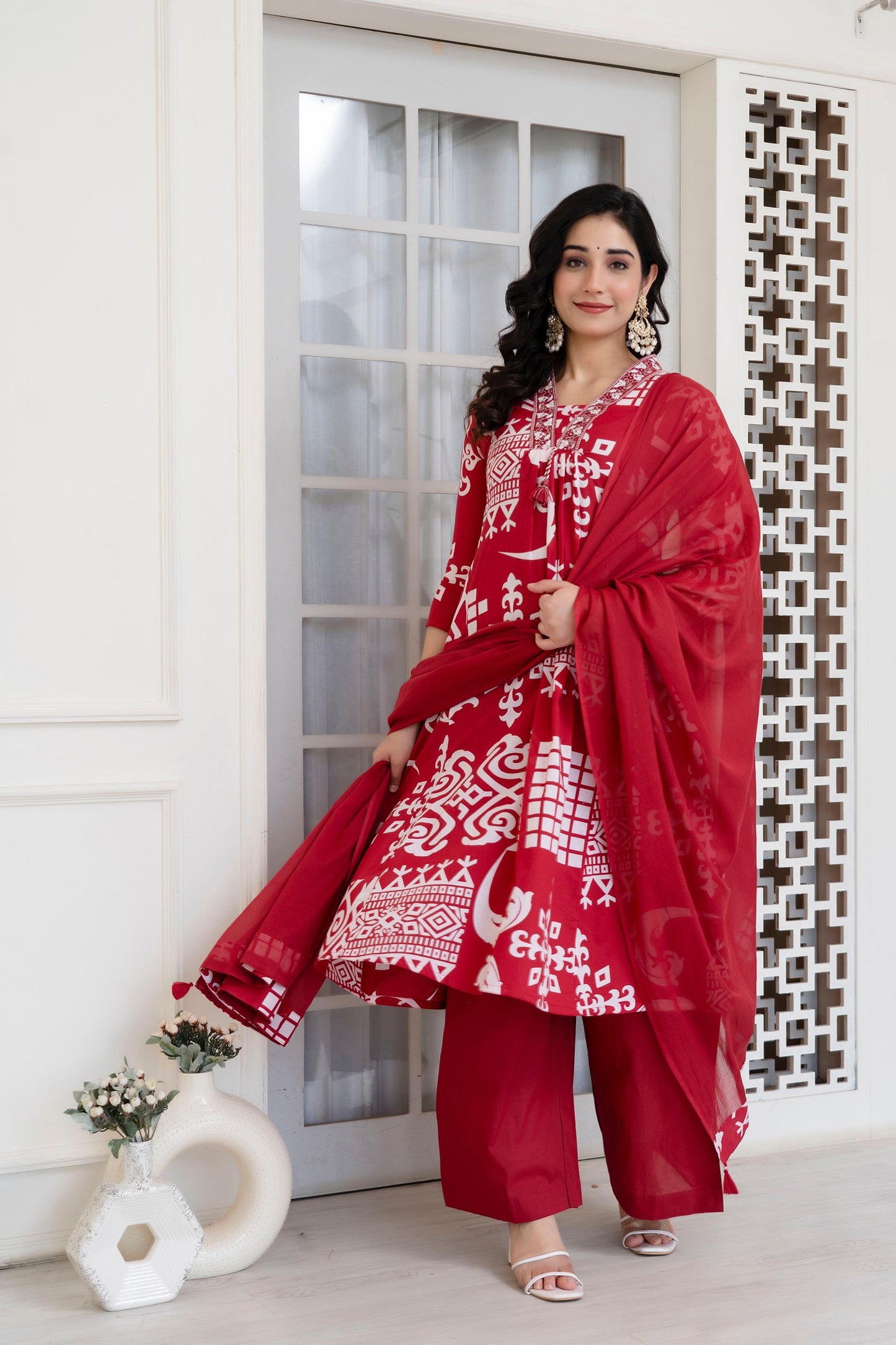Embroidered Cotton Kurta Set with Dupatta – Timeless Elegance for Every Occasion - Naticraft