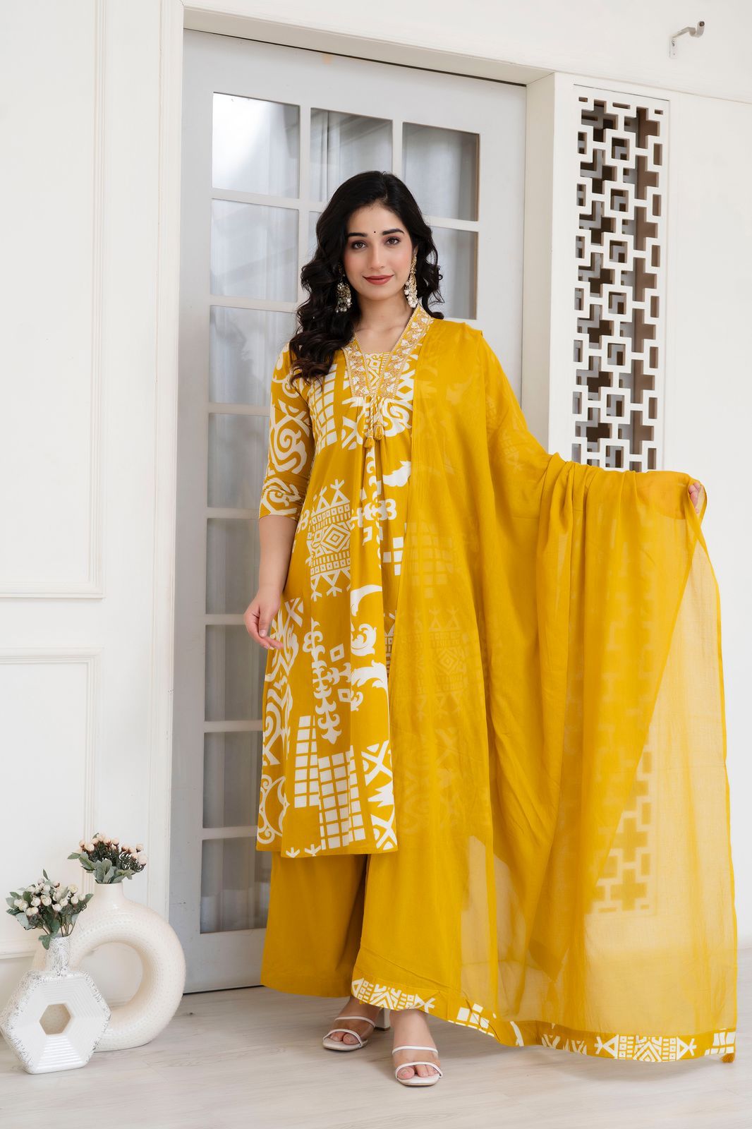 Embroidered Cotton Kurta Set with Dupatta – Timeless Elegance for Every Occasion - Naticraft