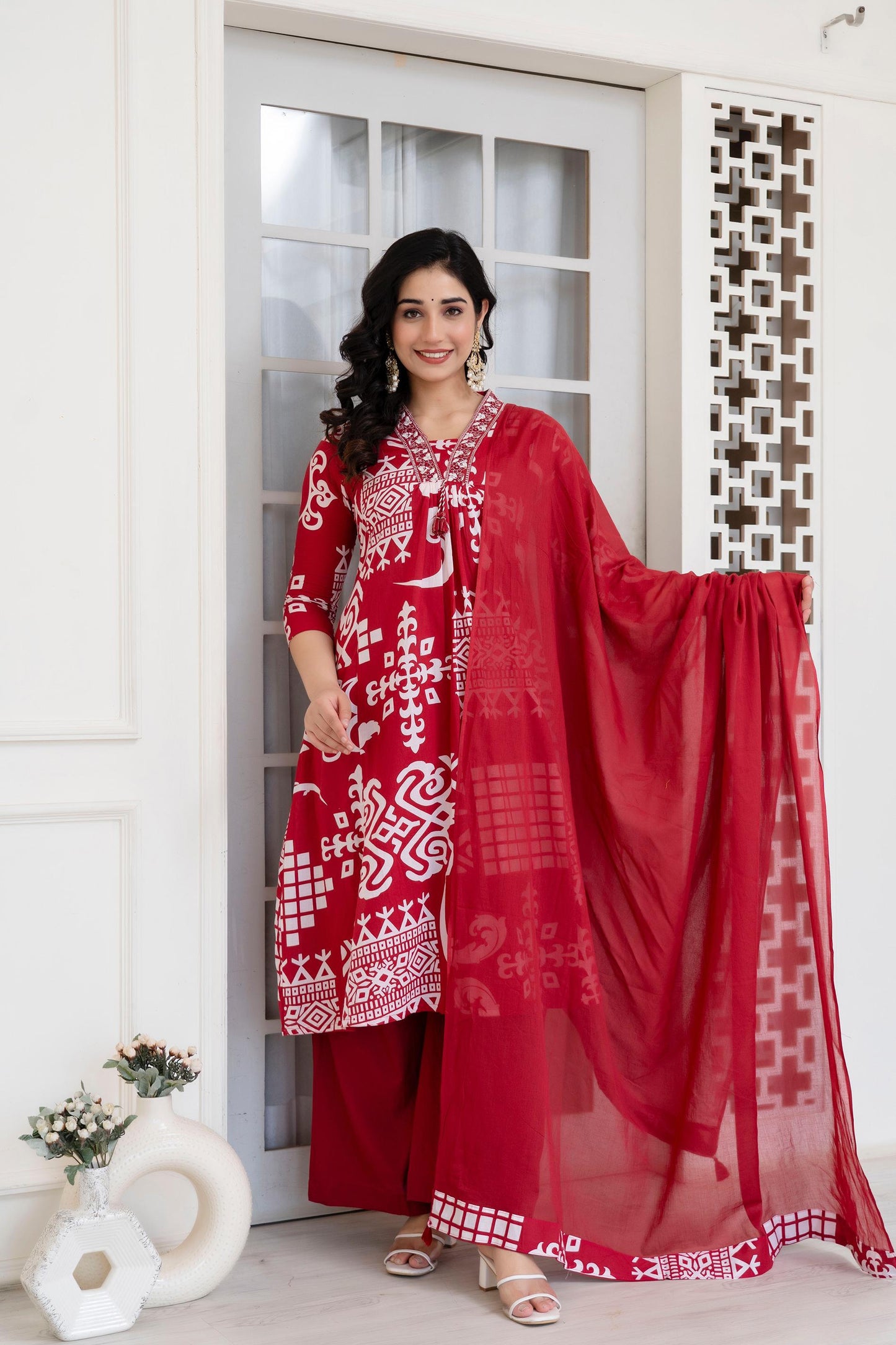 Embroidered Cotton Kurta Set with Dupatta – Timeless Elegance for Every Occasion - Naticraft