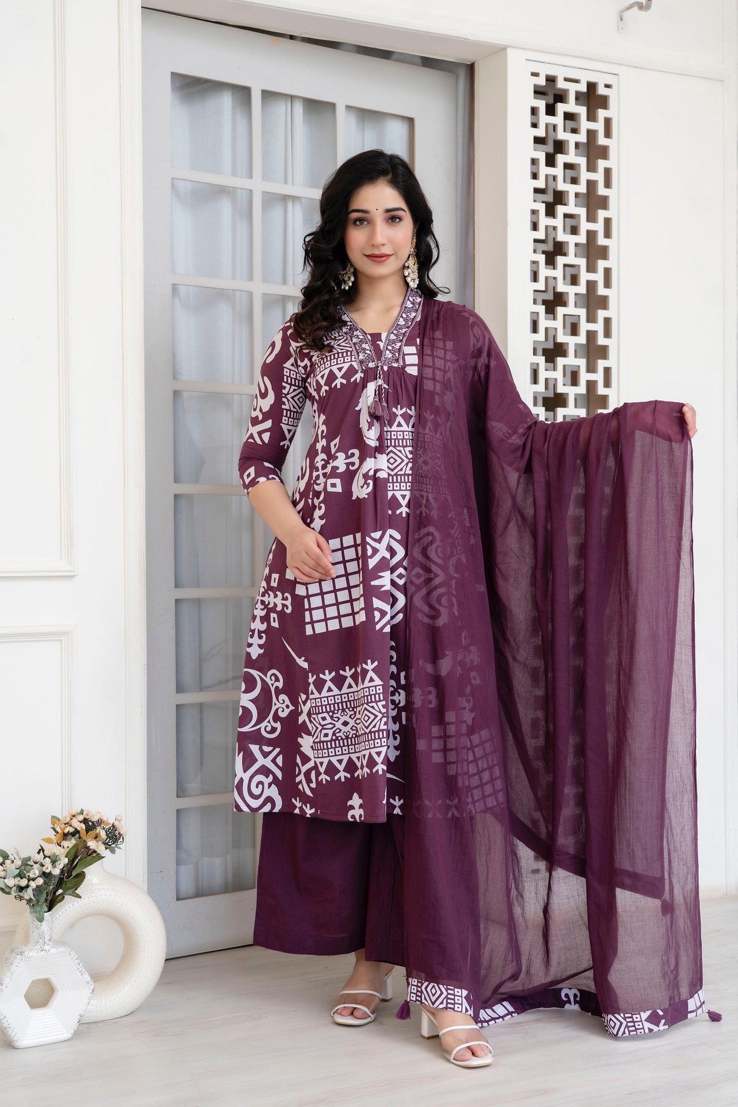 Embroidered Cotton Kurta Set with Dupatta – Timeless Elegance for Every Occasion - Naticraft