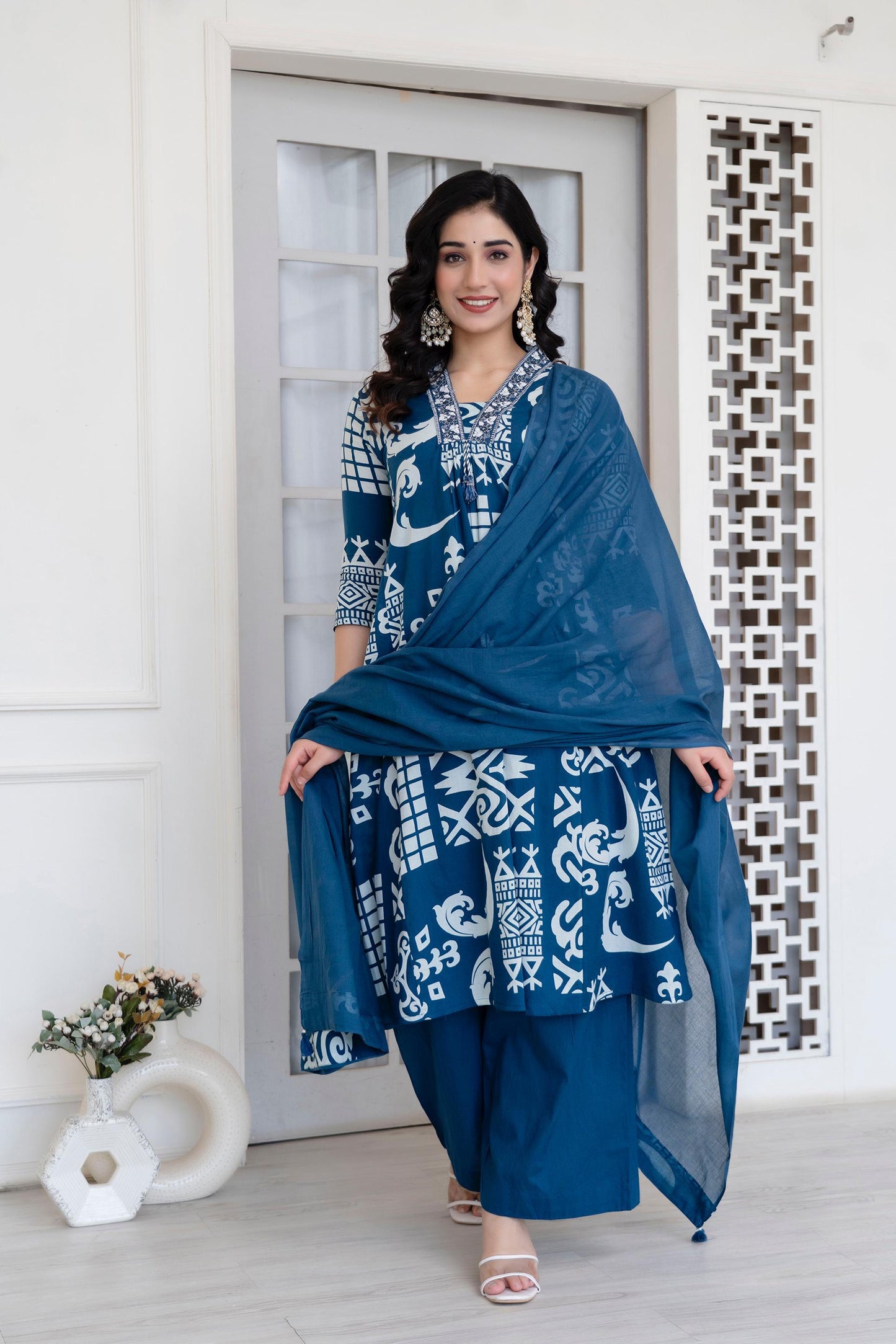 Embroidered Cotton Kurta Set with Dupatta – Timeless Elegance for Every Occasion - Naticraft