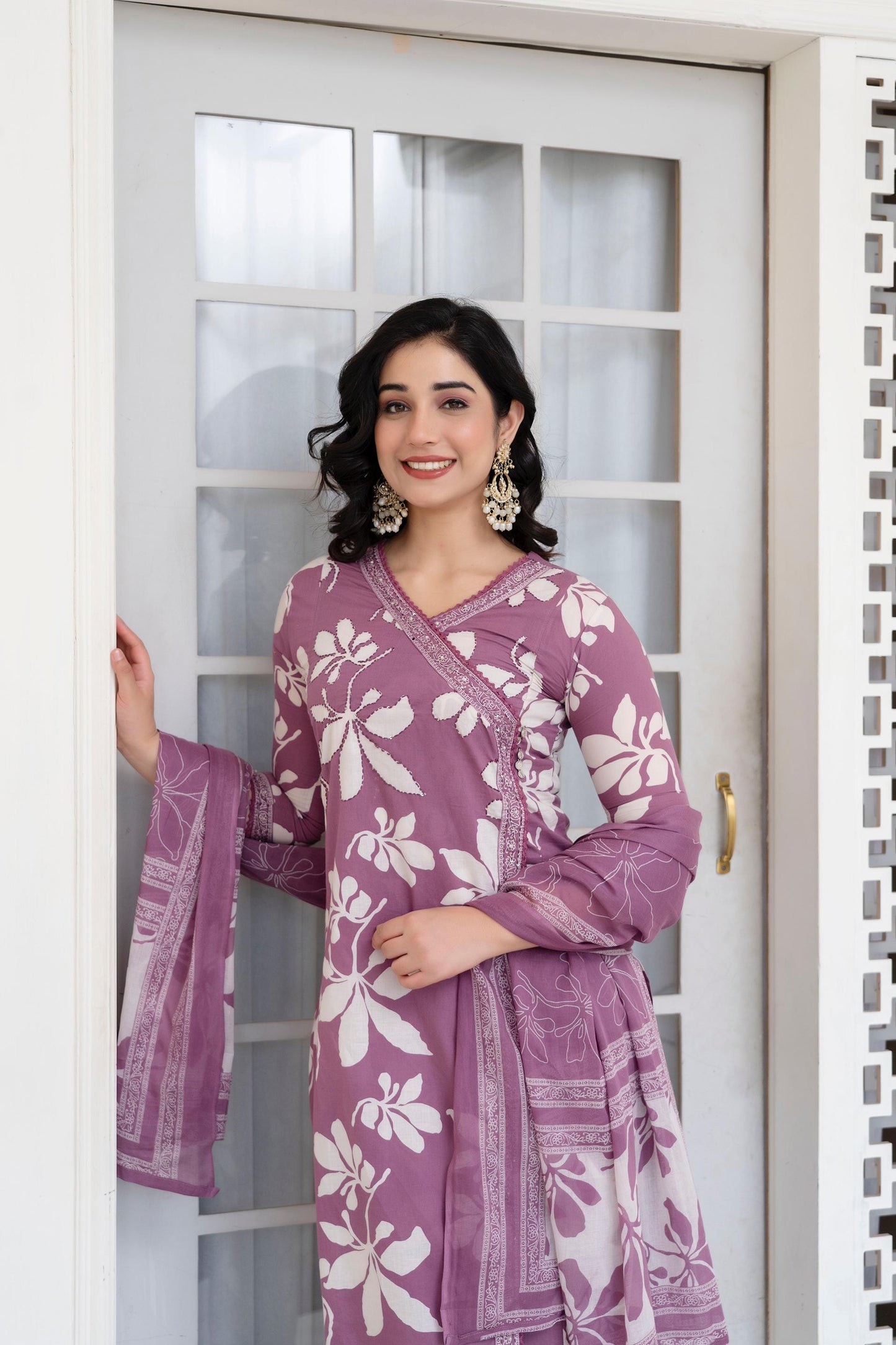 Blooming Grace Cotton Kurta Set – 4 Chic Pastel Shades - Naticraft