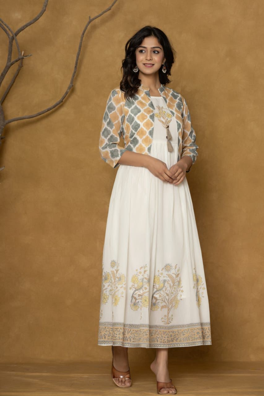 Cotton Kurti Set with Printed Shrug – Elegant Ethnic Ensemble for Women