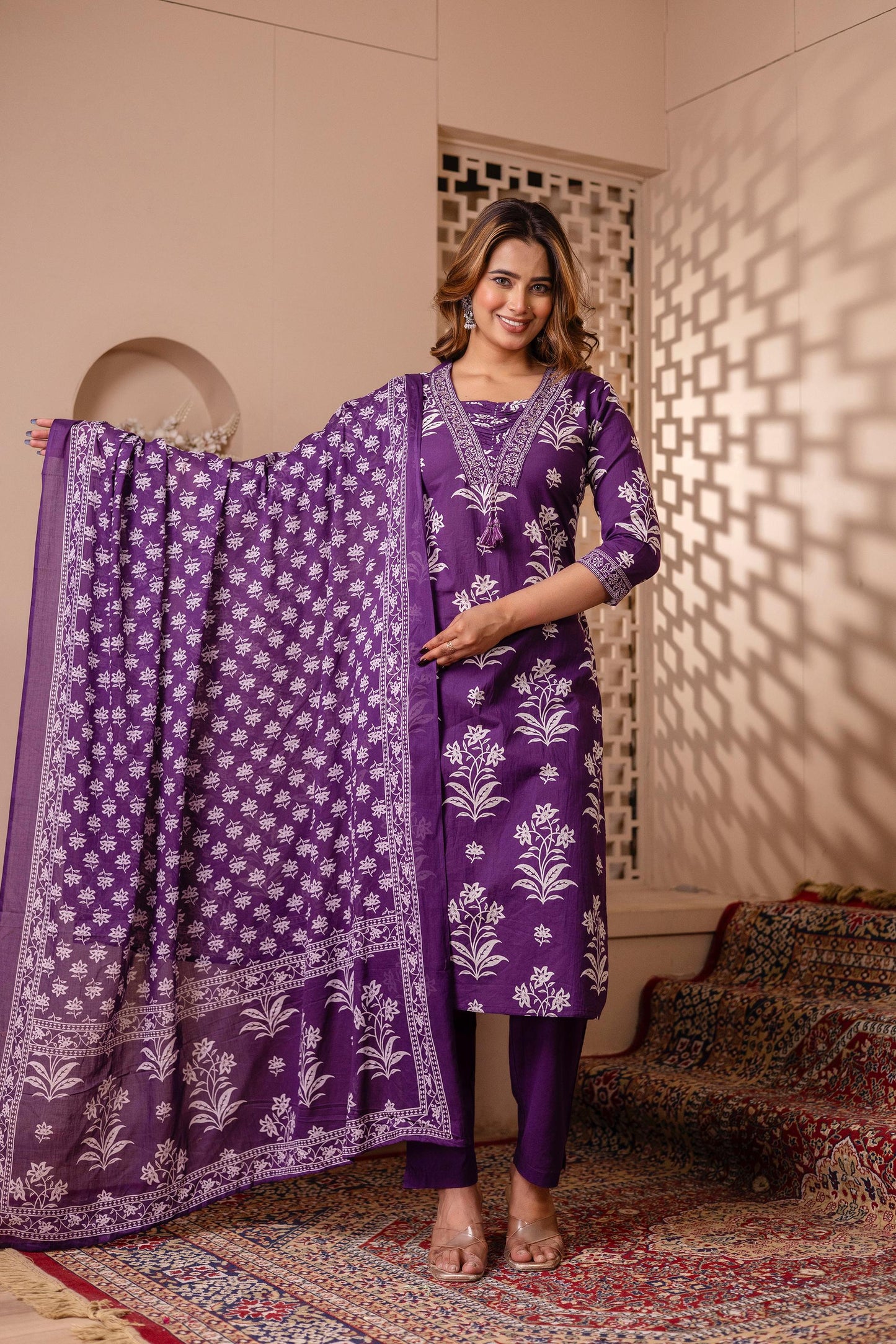 Bloom Printed Cotton Kurta Set - Naticraft