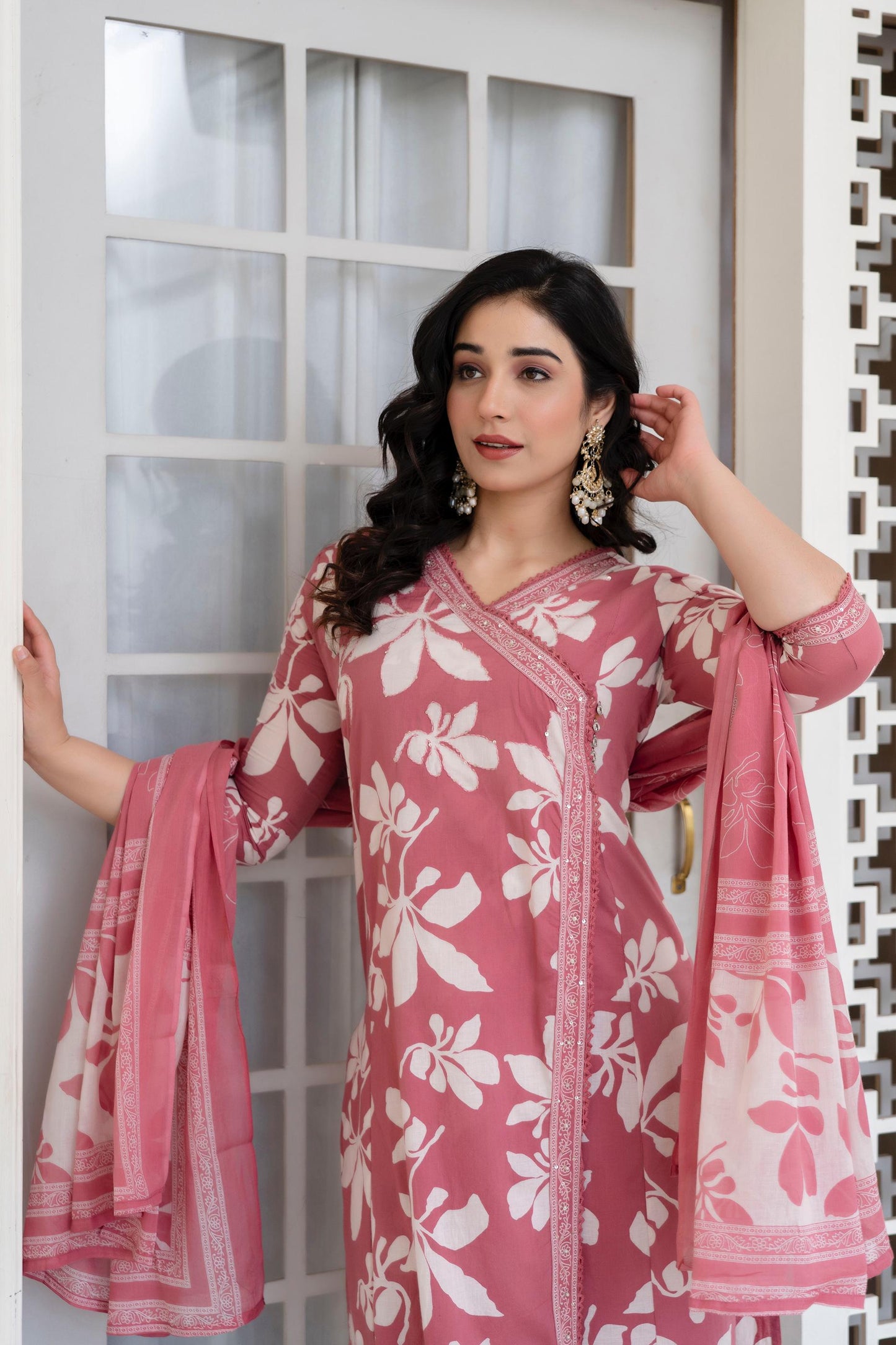 Blooming Grace Cotton Kurta Set – 4 Chic Pastel Shades - Naticraft