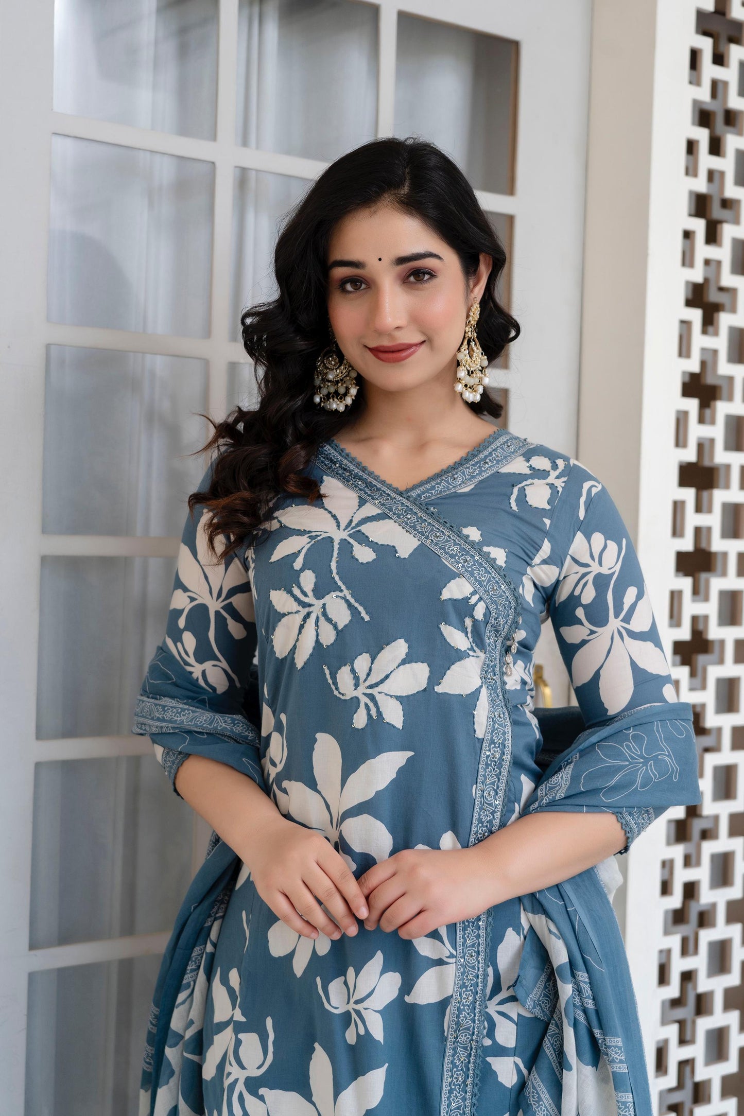 Blooming Grace Cotton Kurta Set – 4 Chic Pastel Shades - Naticraft