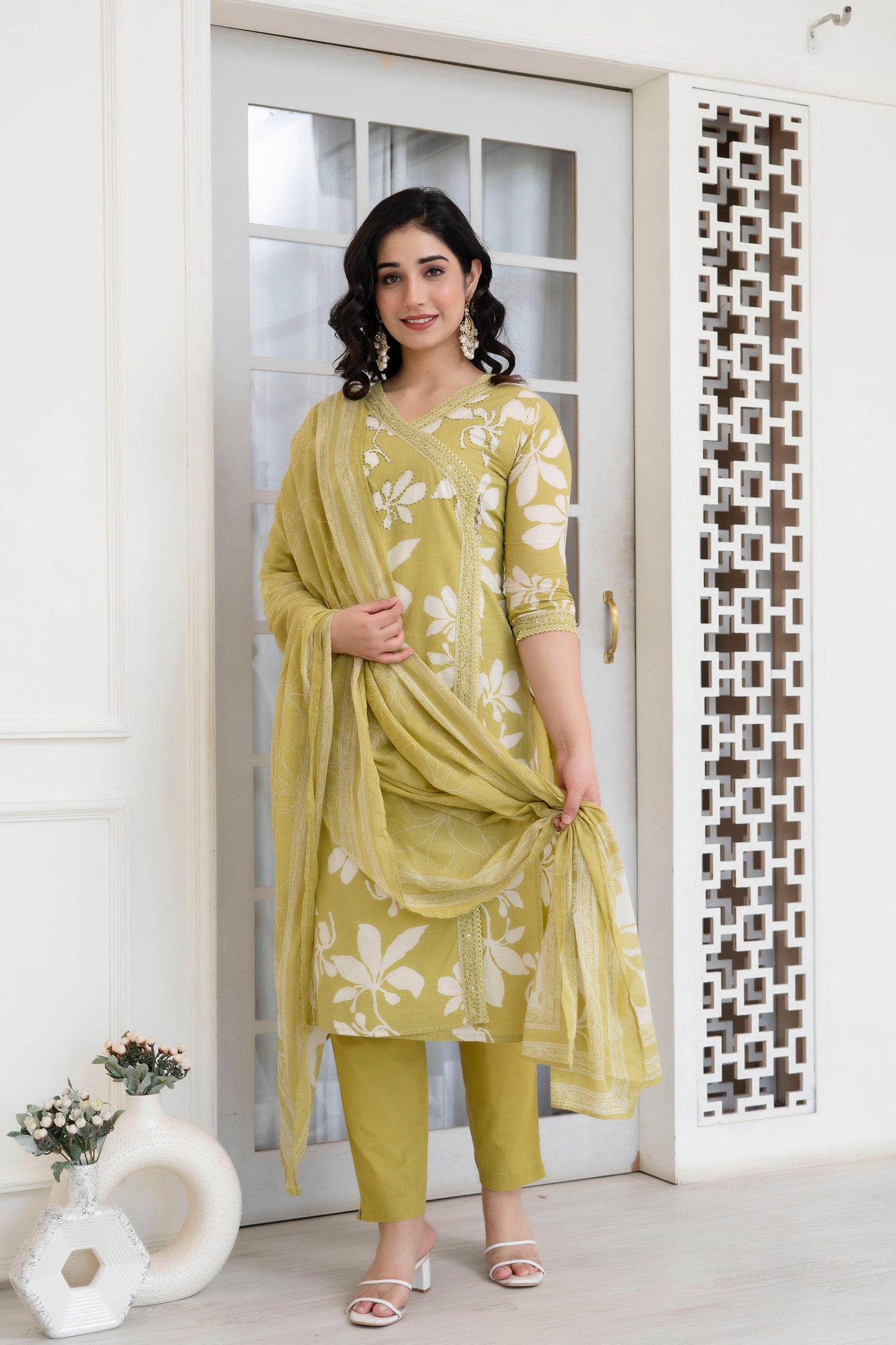 Blooming Grace Cotton Kurta Set – 4 Chic Pastel Shades - Naticraft