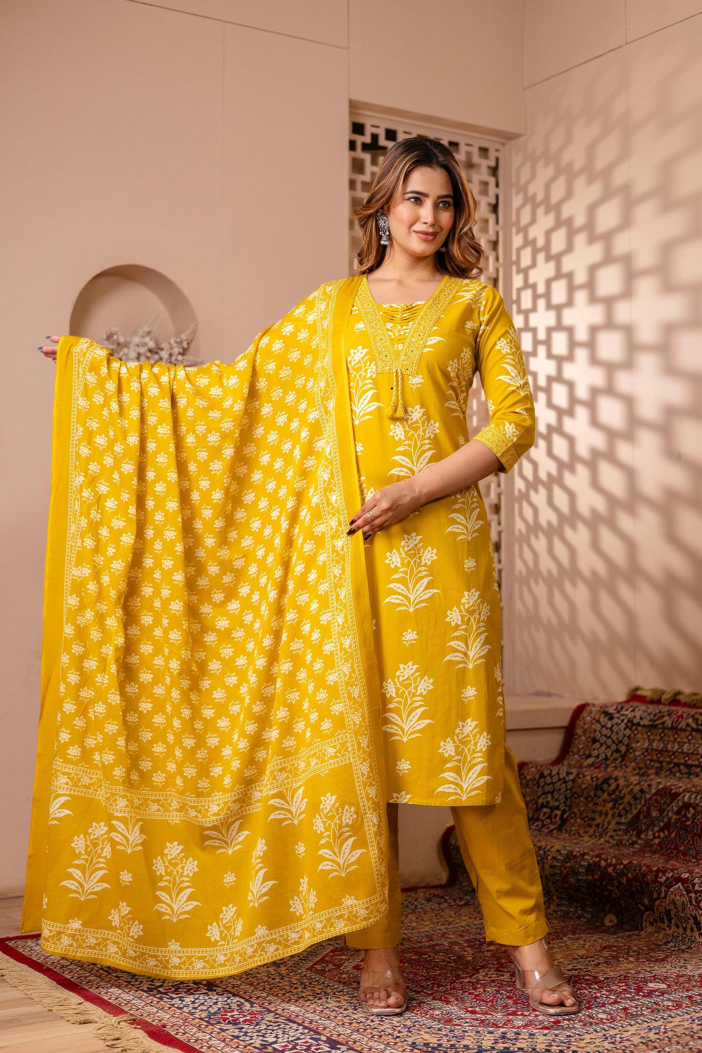 Bloom Printed Cotton Kurta Set - Naticraft