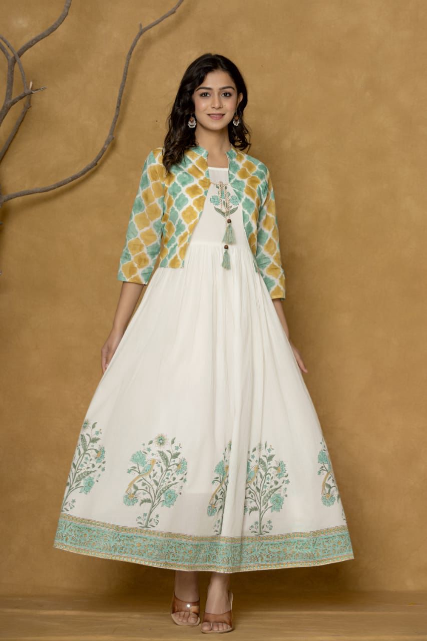 Cotton Kurti Set with Printed Shrug – Elegant Ethnic Ensemble for Women