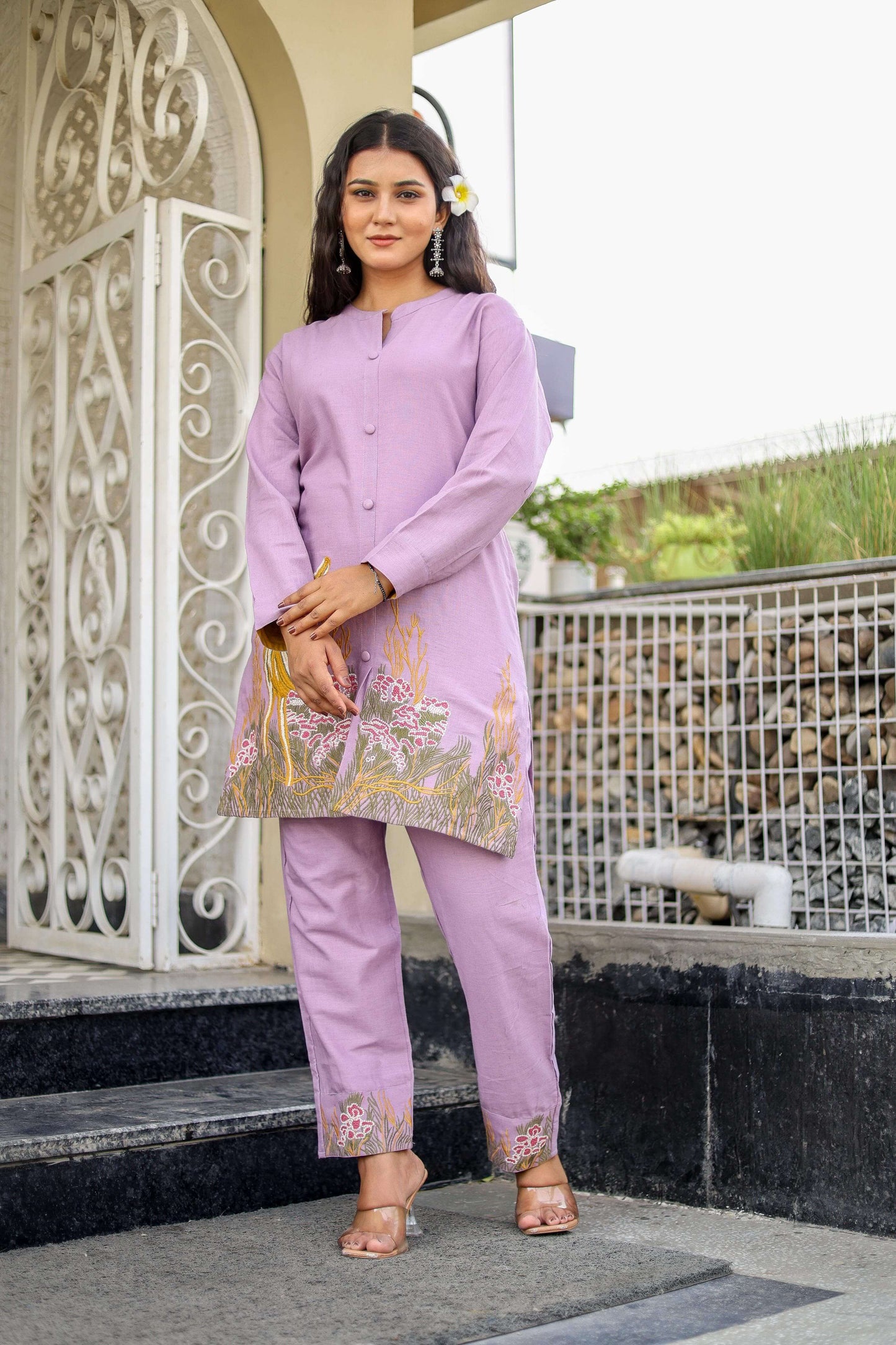 Pastel Deer Embroidered Co-ord set - Naticraft