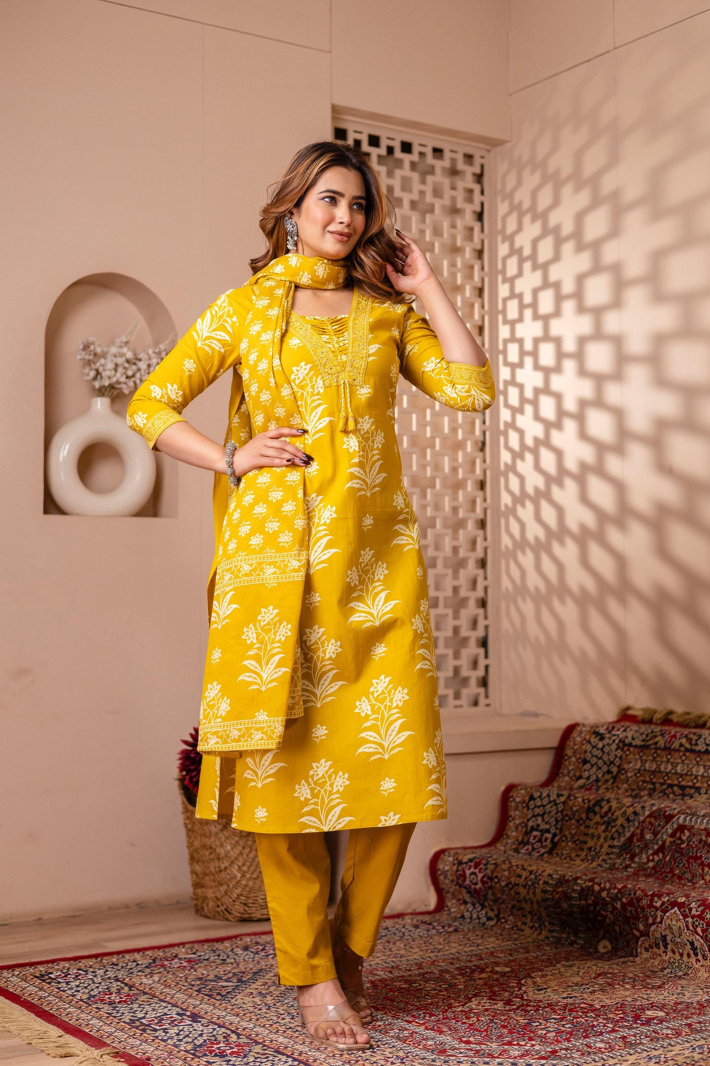 Bloom Printed Cotton Kurta Set - Naticraft