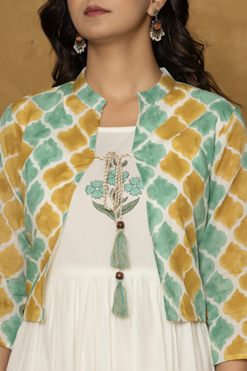 Cotton Kurti Set with Printed Shrug – Elegant Ethnic Ensemble for Women