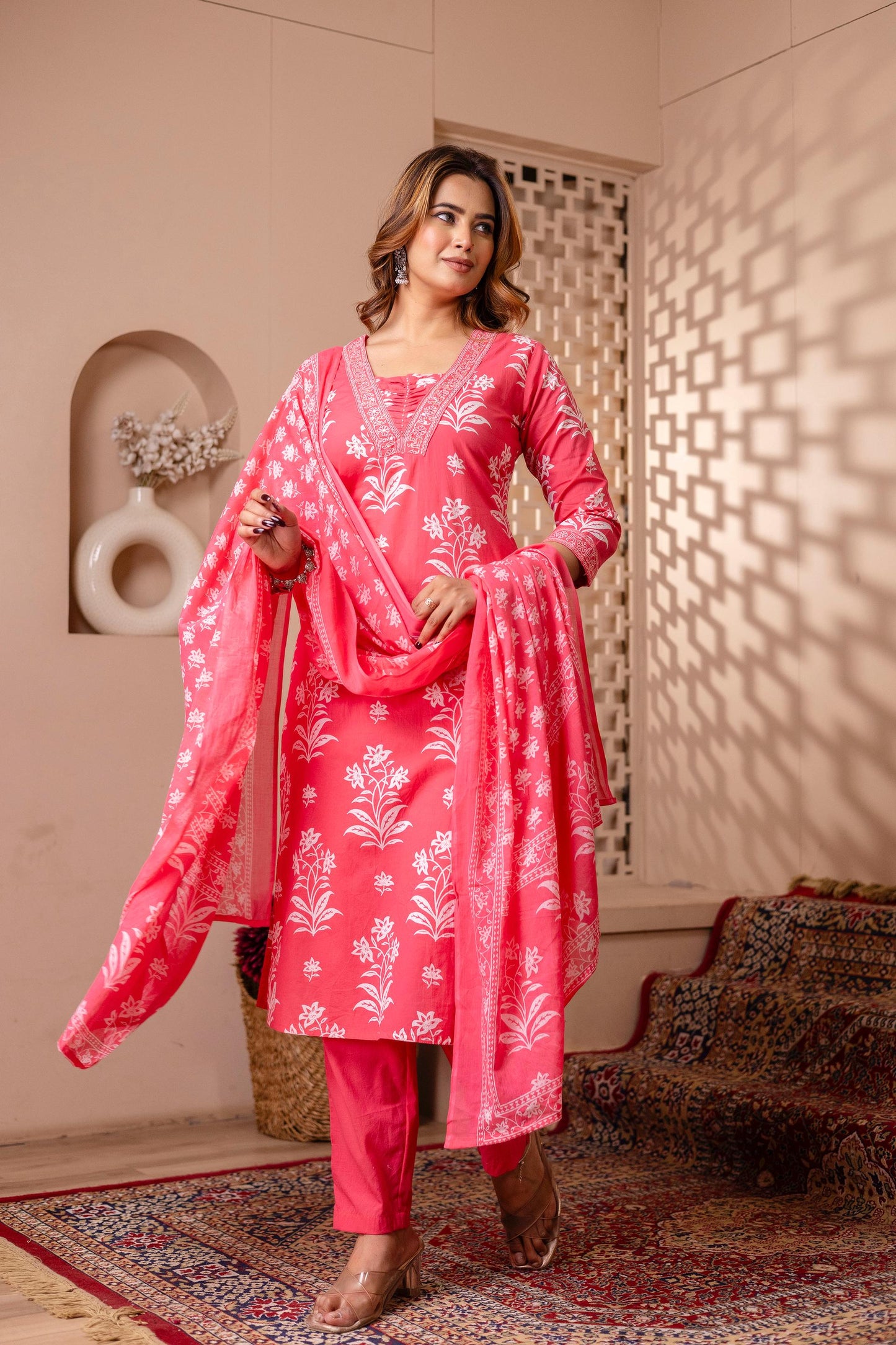Bloom Printed Cotton Kurta Set - Naticraft