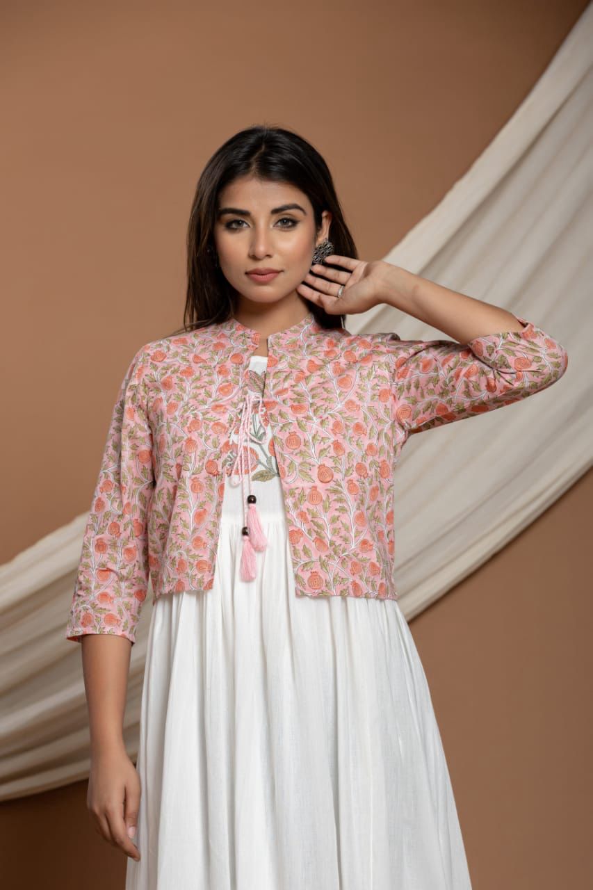 Cotton Kurti Set with Printed Shrug – Elegant Ethnic Ensemble for Women