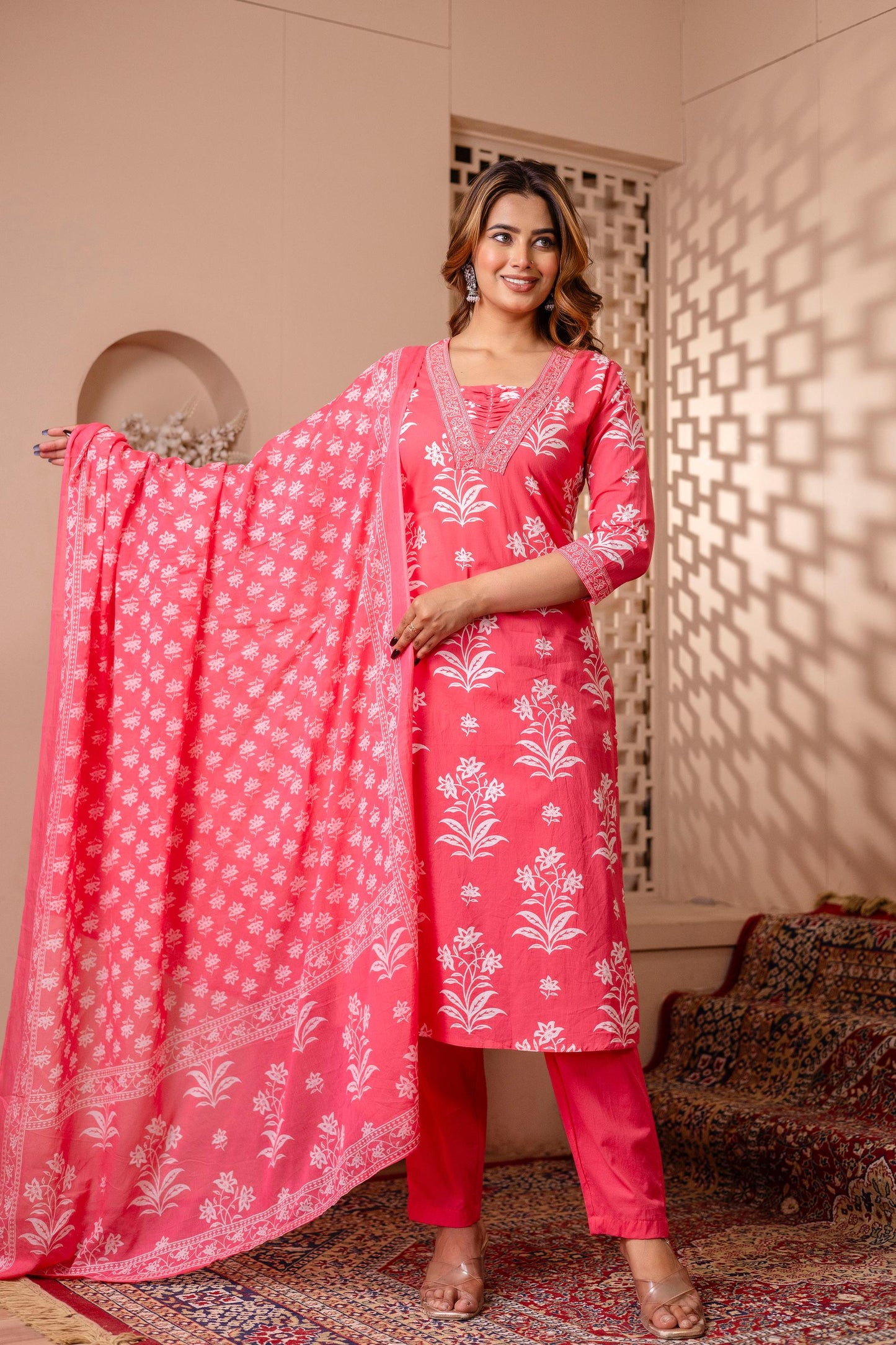 Bloom Printed Cotton Kurta Set - Naticraft