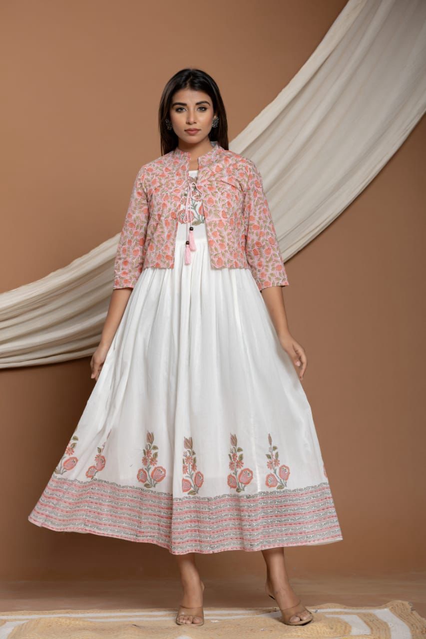 Cotton Kurti Set with Printed Shrug – Elegant Ethnic Ensemble for Women
