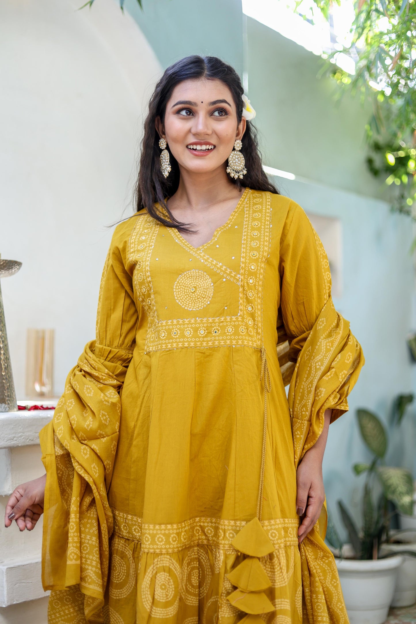 Pure Cotton Handblock Printed Flared Kurta Set with Dupatta - Naticraft