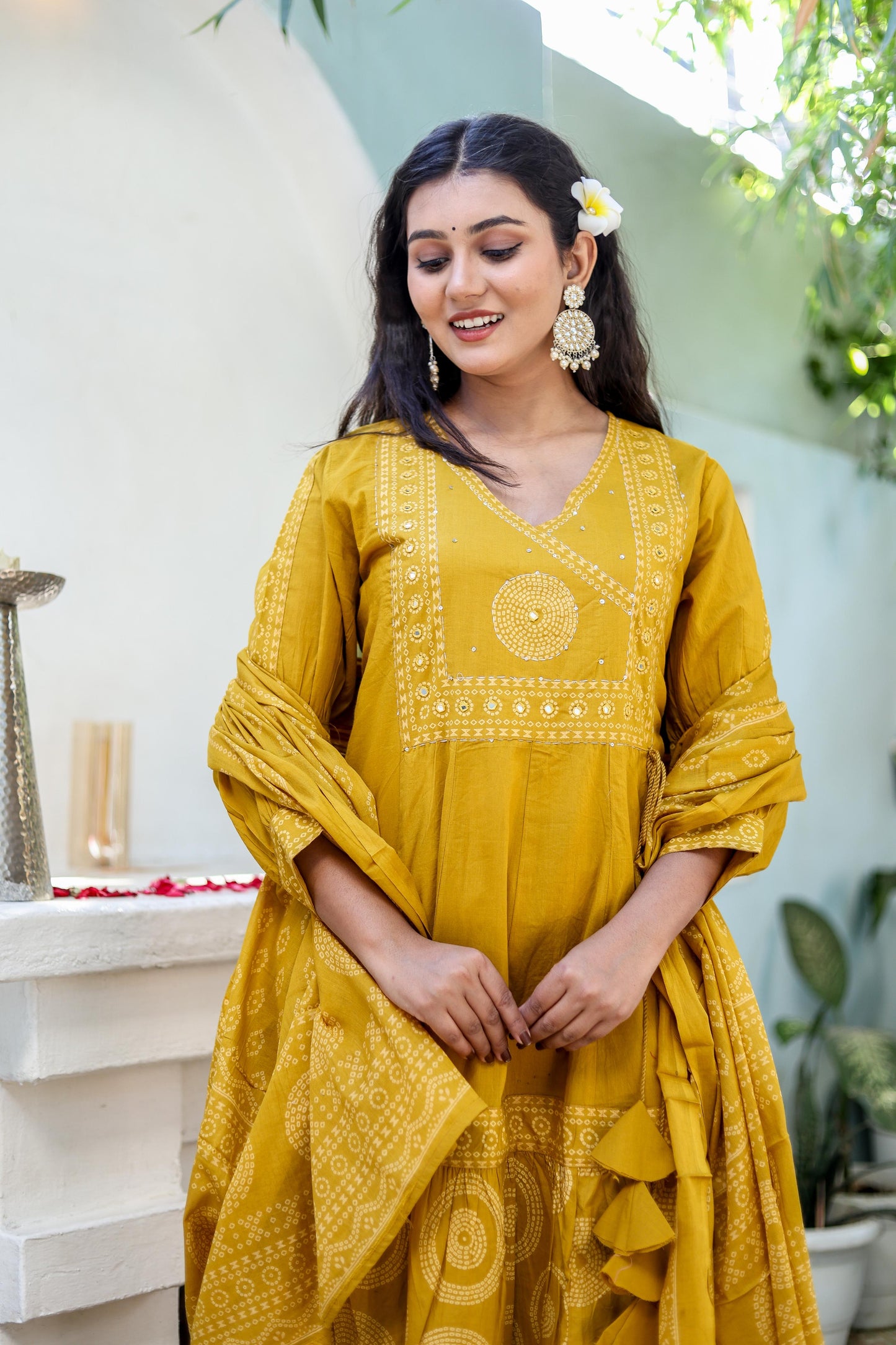 Pure Cotton Handblock Printed Flared Kurta Set with Dupatta - Naticraft