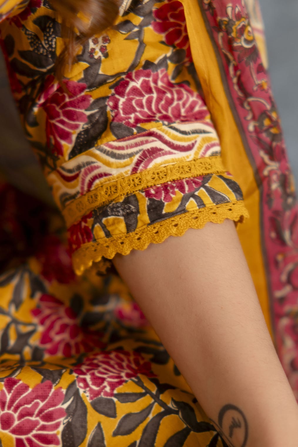 Yellow Floral Block Print Kurta Set with Dupatta – 3 Piece Ethnic Ensemble - Naticraft