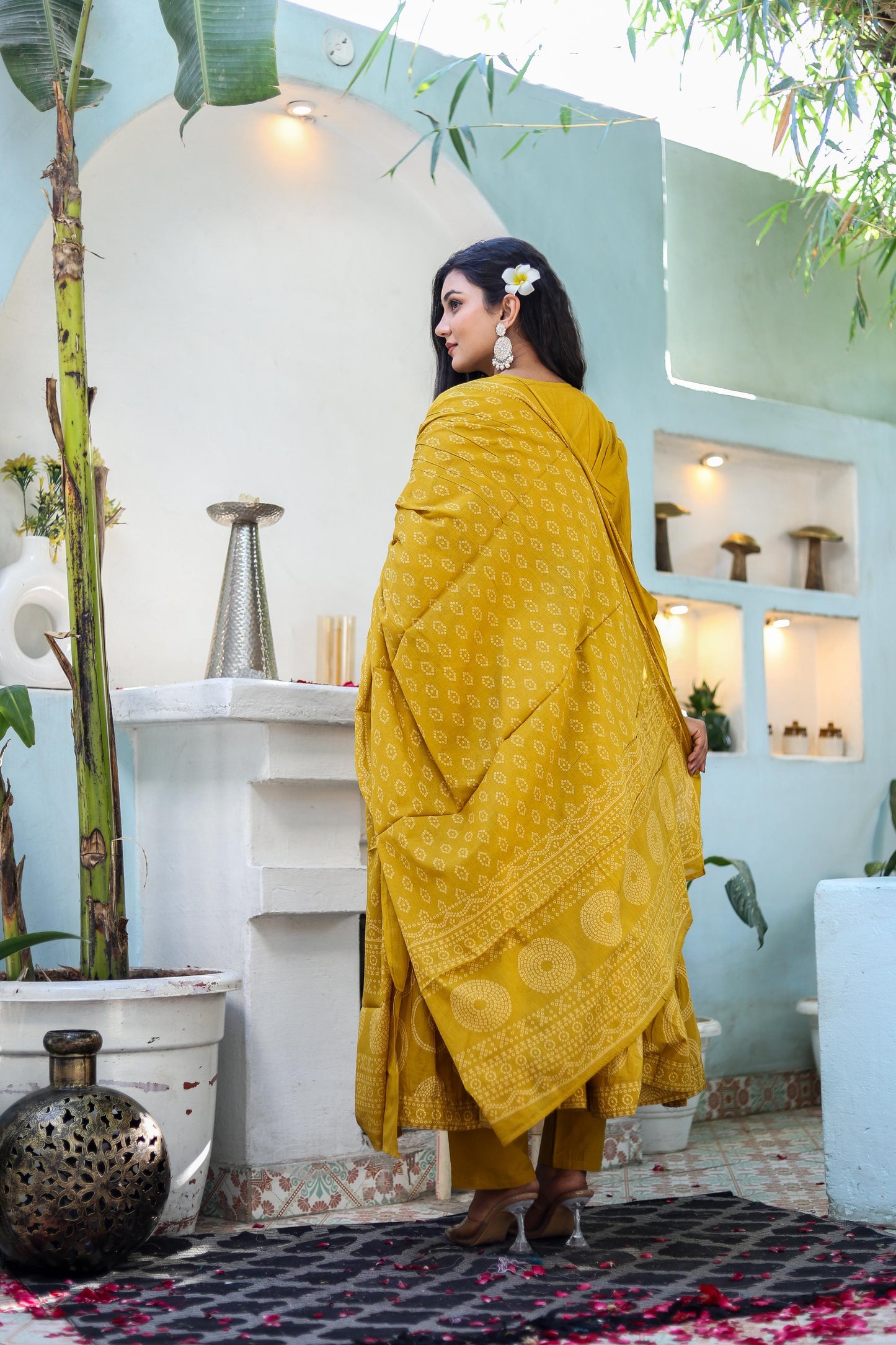 Pure Cotton Handblock Printed Flared Kurta Set with Dupatta - Naticraft