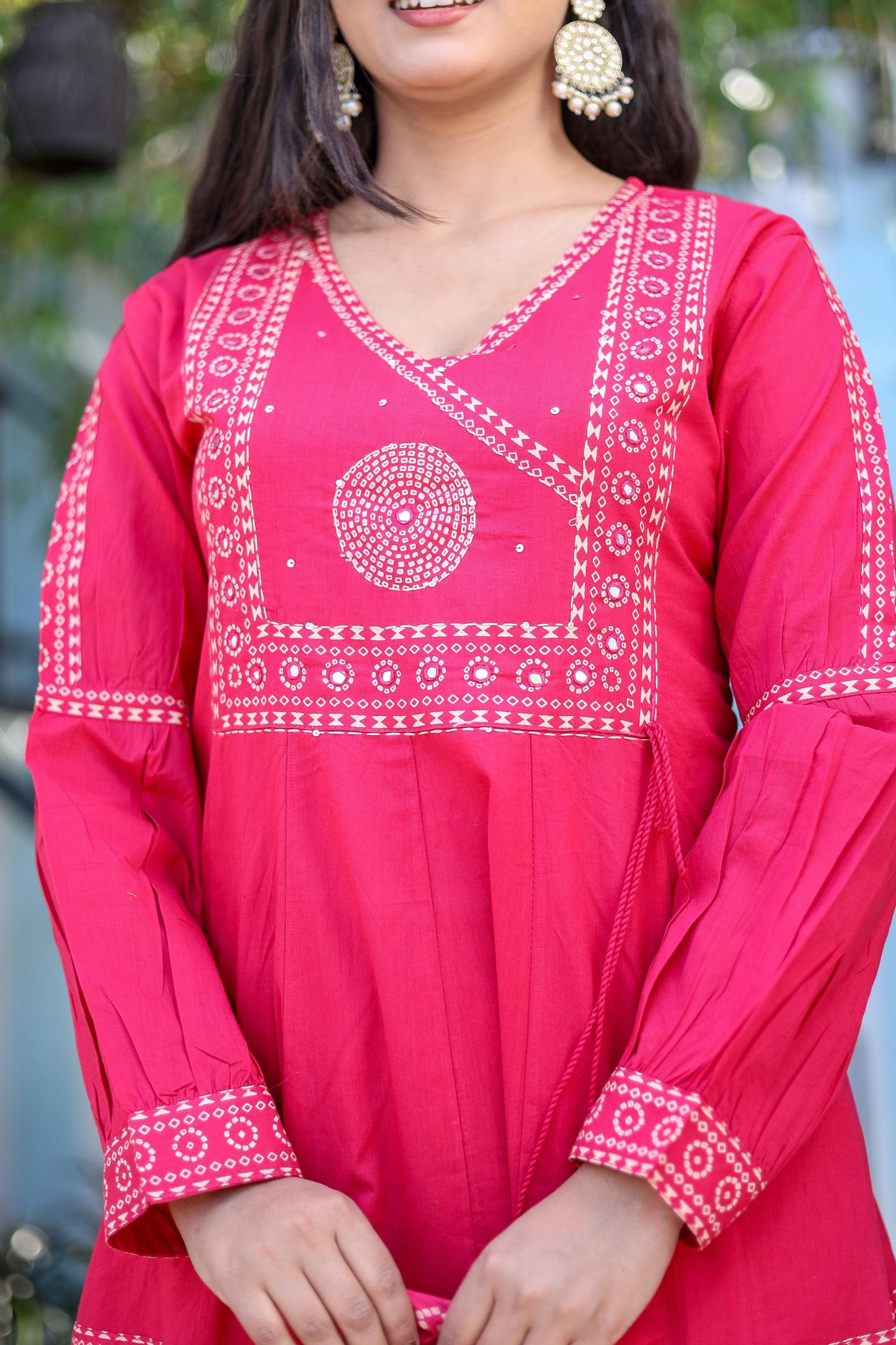 Pure Cotton Handblock Printed Flared Kurta Set with Dupatta - Naticraft