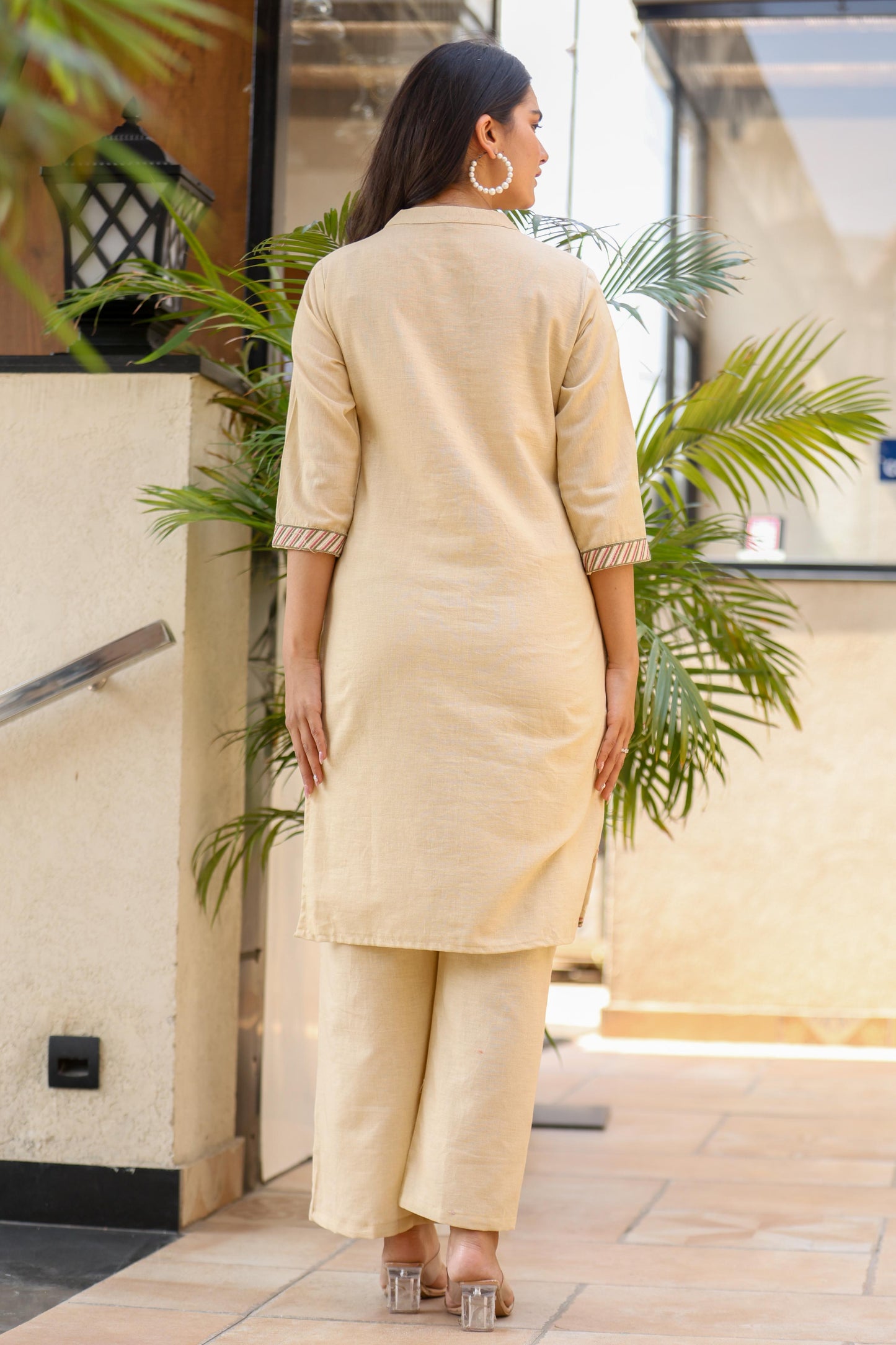 Nature-Inspired Embroidered Co-ord Set - Kurta and Pant - Naticraft