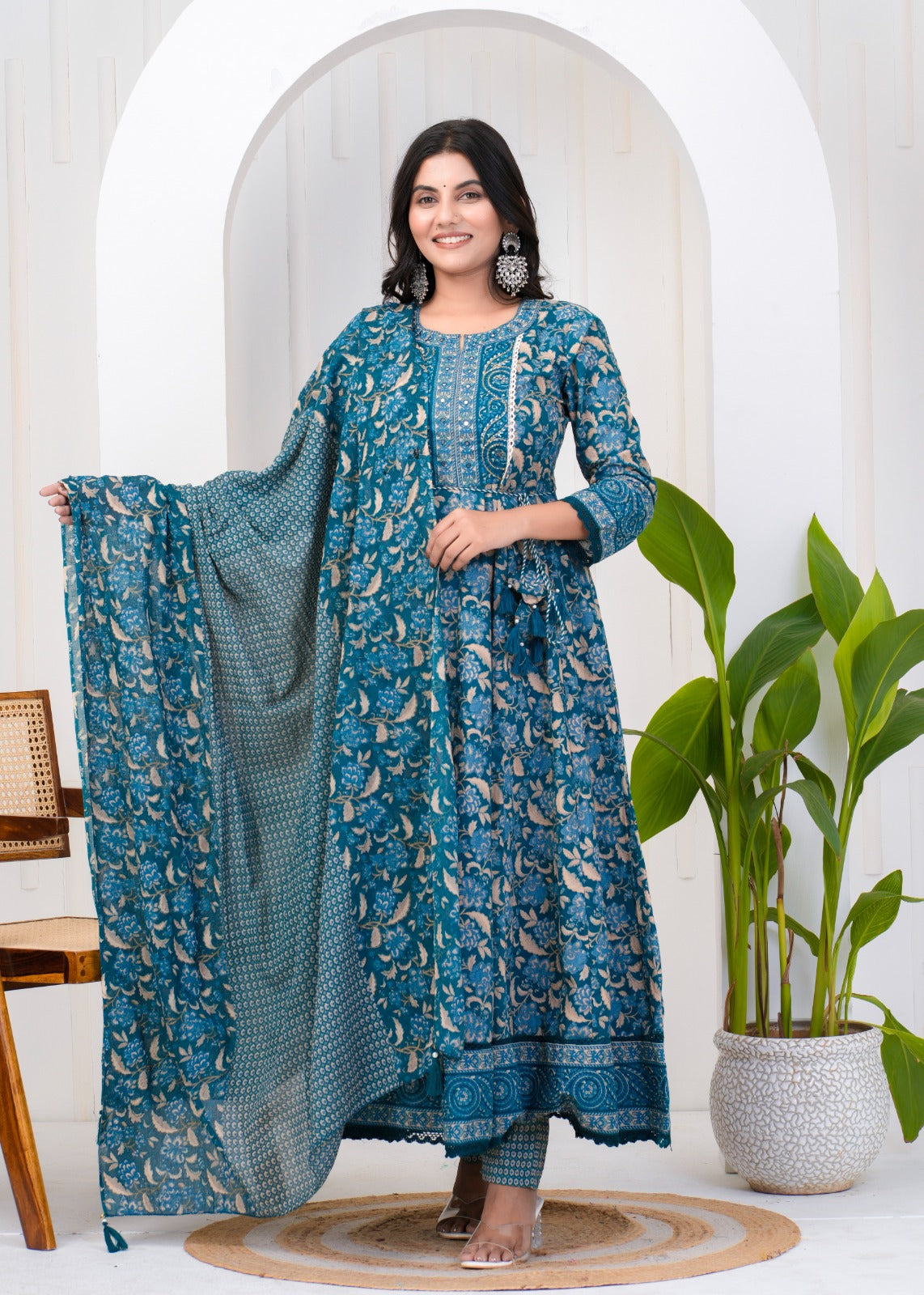 Women's Cotton Suit Set – Elegant Ethnic Wear with Dupatta - Naticraft