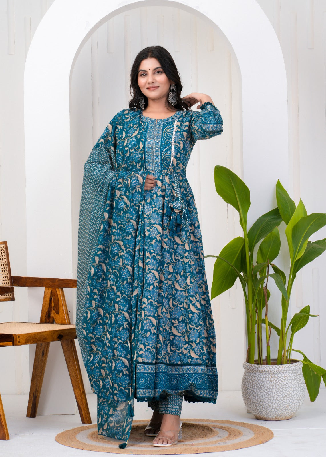 Women's Cotton Suit Set – Elegant Ethnic Wear with Dupatta - Naticraft