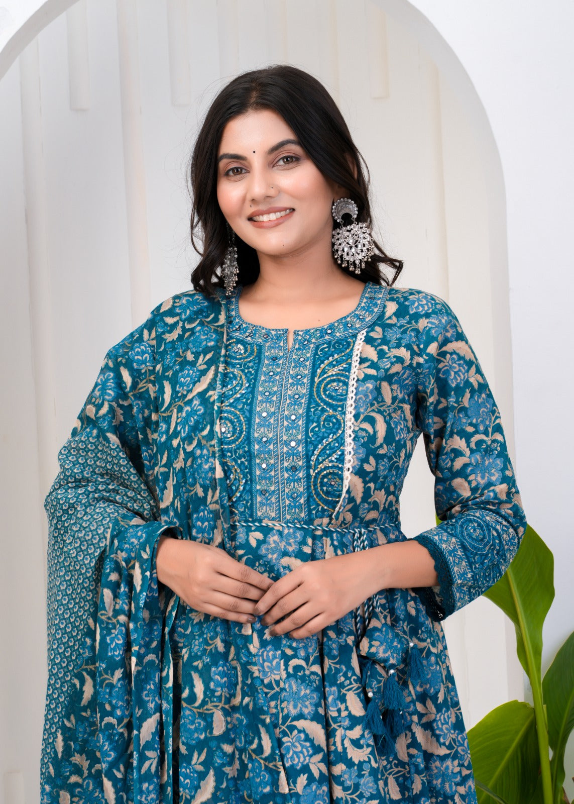 Women's Cotton Suit Set – Elegant Ethnic Wear with Dupatta - Naticraft