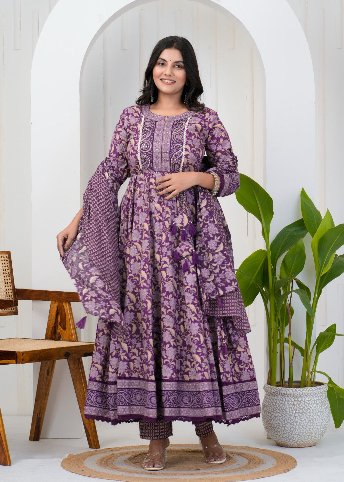 Women's Cotton Suit Set – Elegant Ethnic Wear with Dupatta - Naticraft
