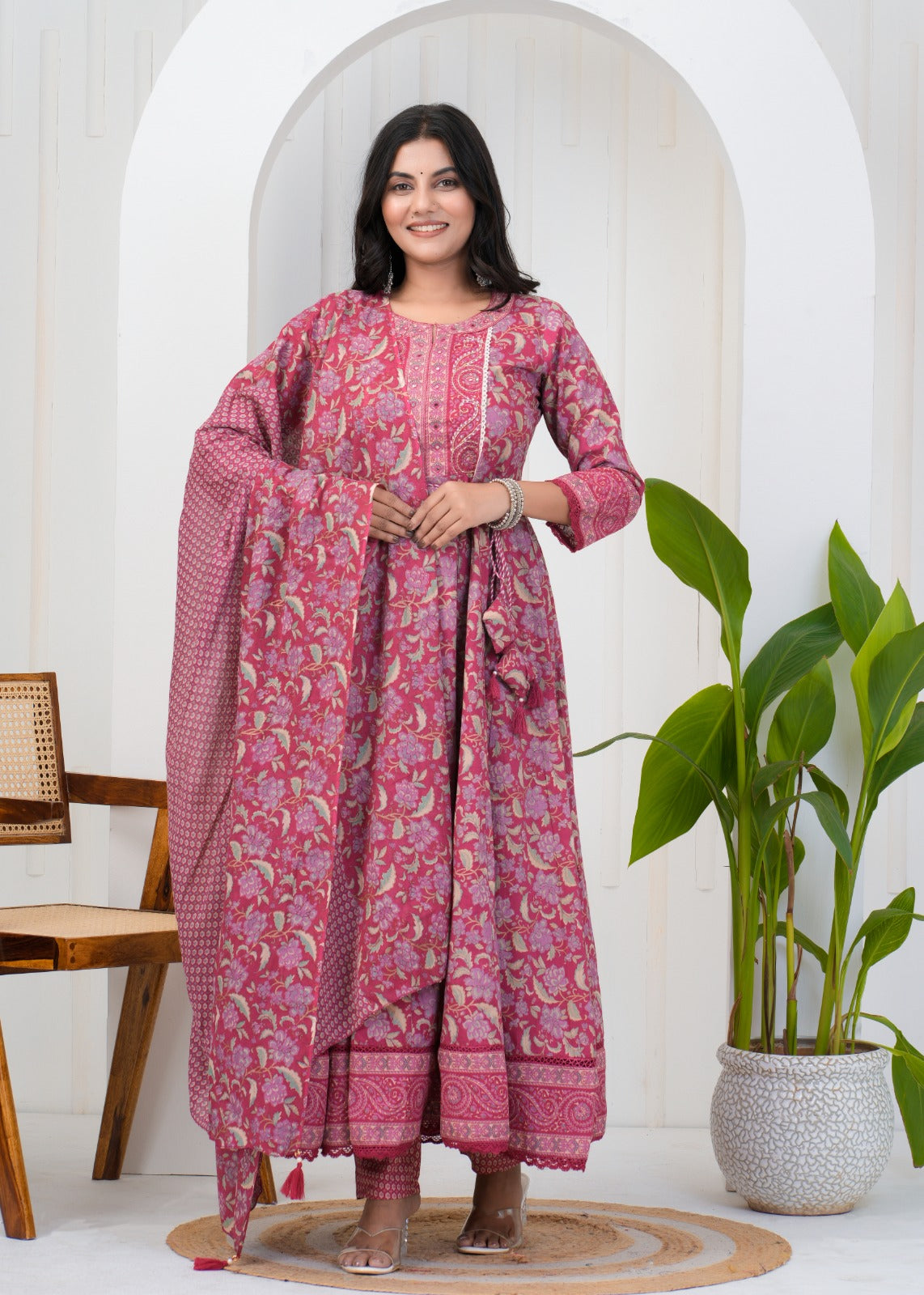 Women's Cotton Suit Set – Elegant Ethnic Wear with Dupatta - Naticraft