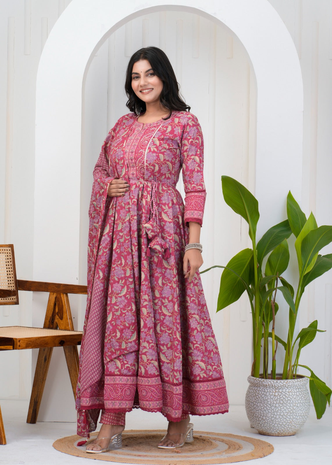 Women's Cotton Suit Set – Elegant Ethnic Wear with Dupatta - Naticraft