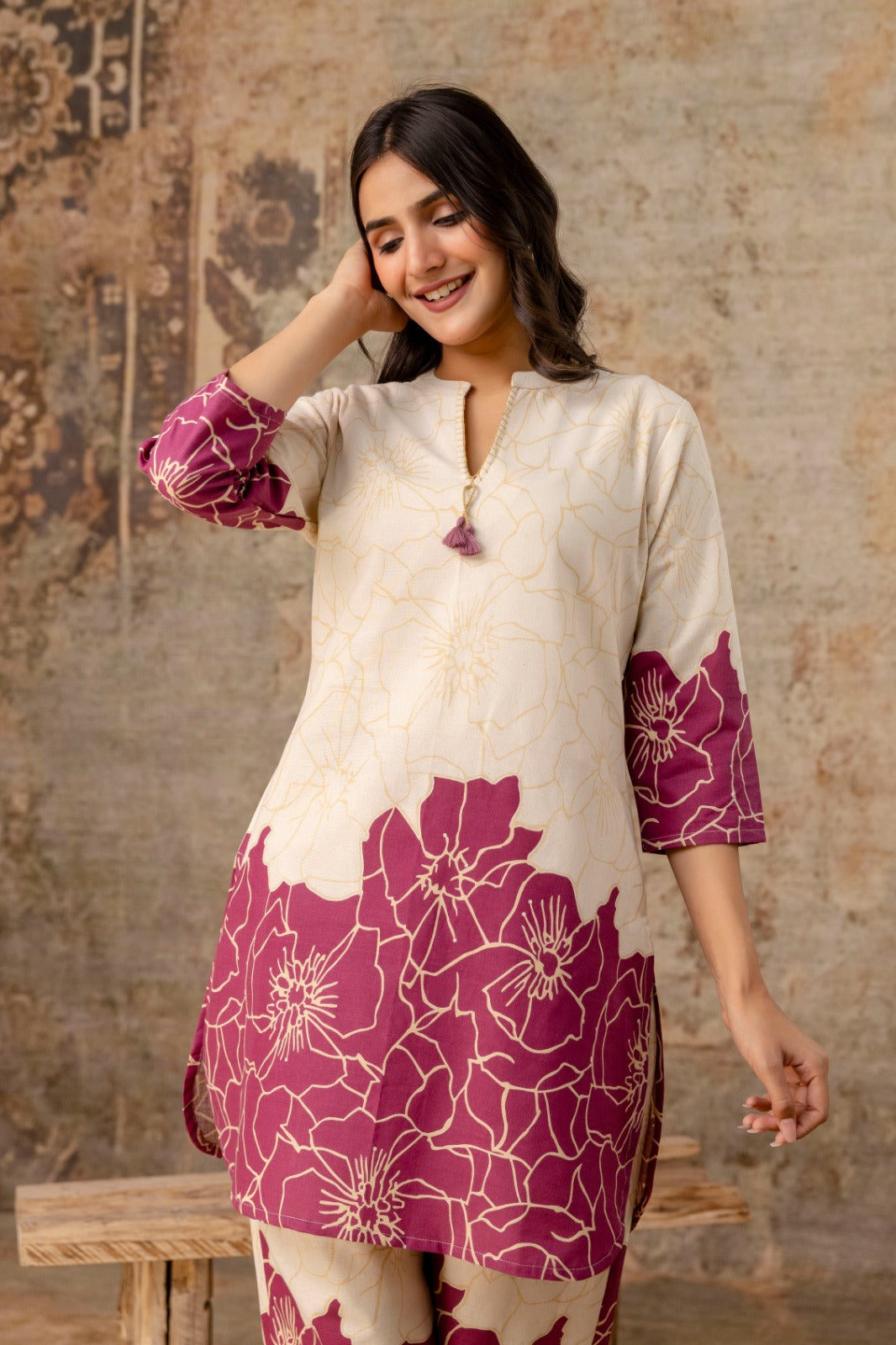 Printed Cotton Flex Co-ord Set - Stylish Floral Design - Naticraft