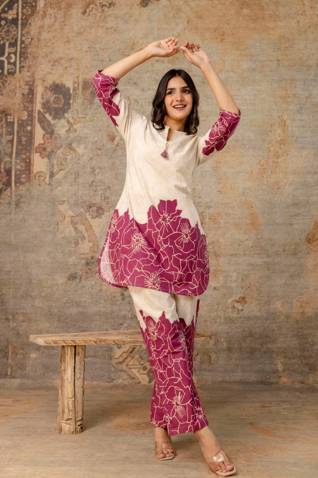 Printed Cotton Flex Co-ord Set - Stylish Floral Design - Naticraft