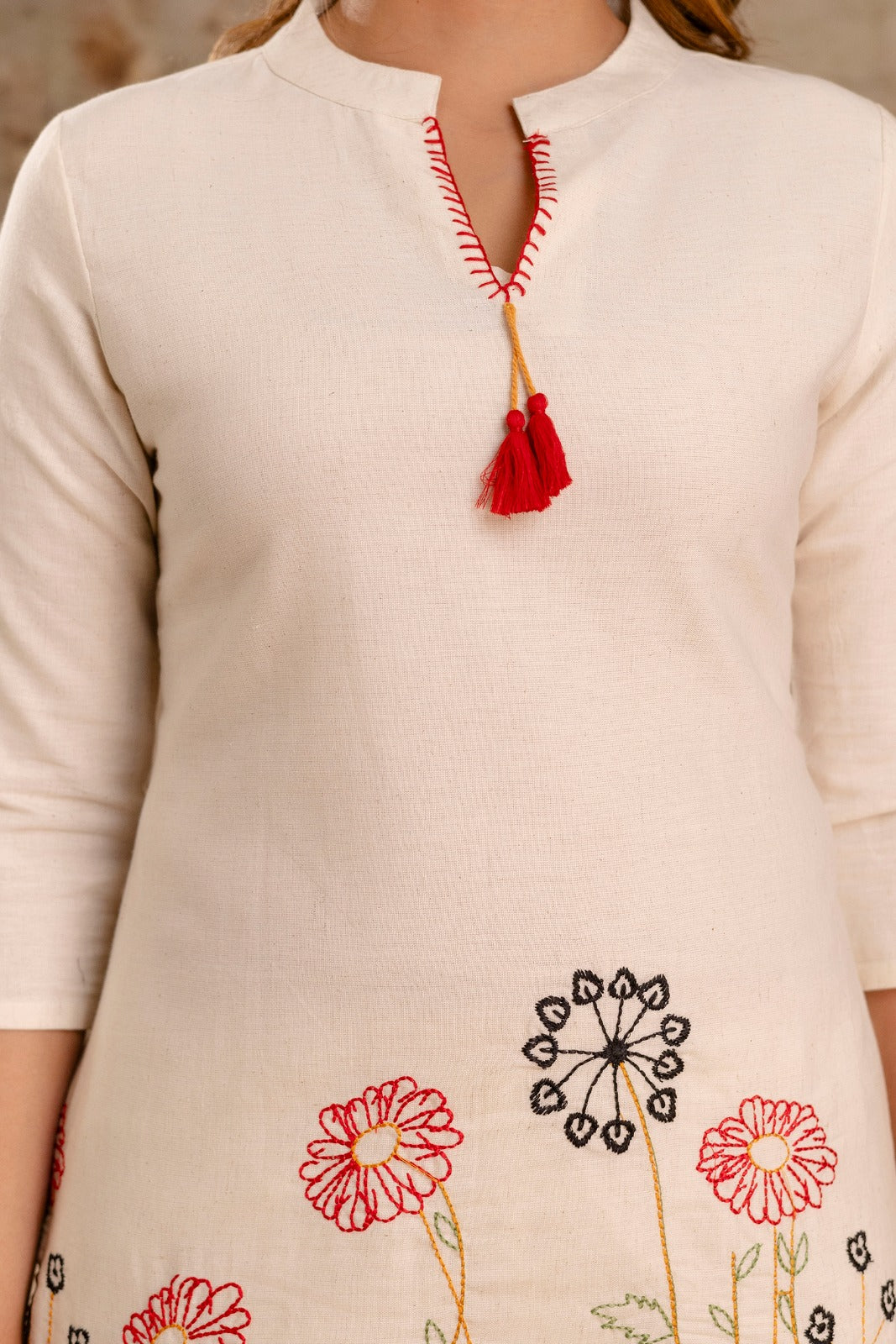 Tassel Tie-Up Floral Co-ord Set - Elegant Trio - Naticraft