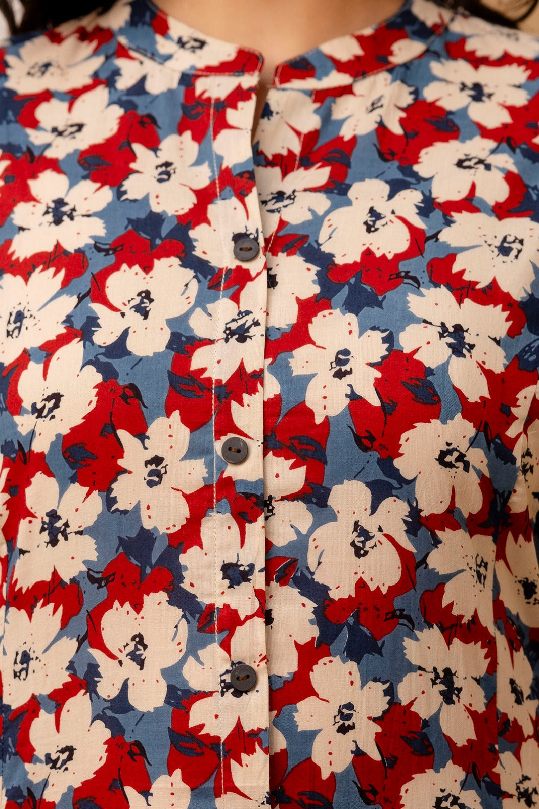 Multicolor Floral Print Cotton Straight Kurta with Pant - Naticraft