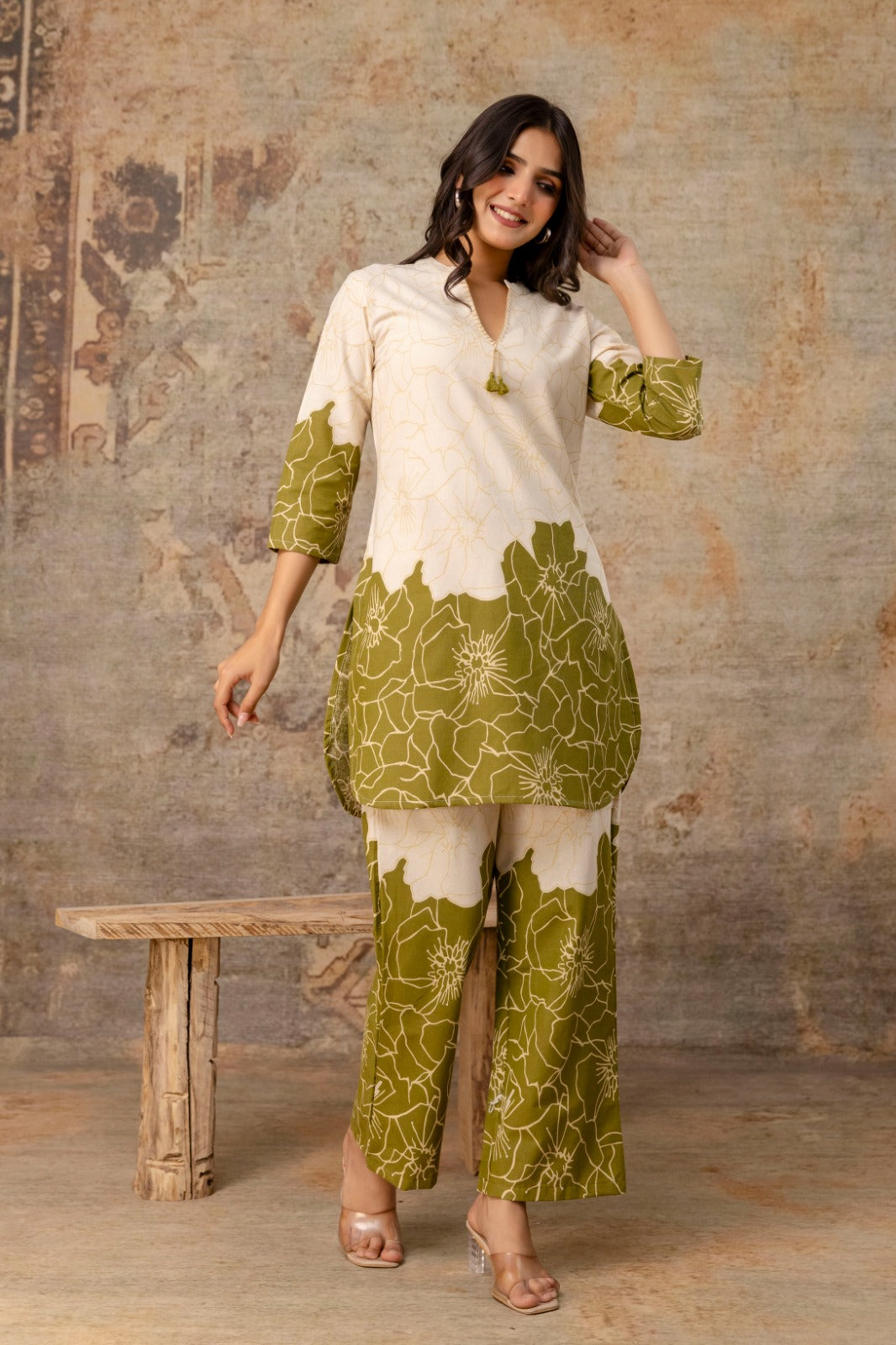 Printed Cotton Flex Co-ord Set - Stylish Floral Design - Naticraft