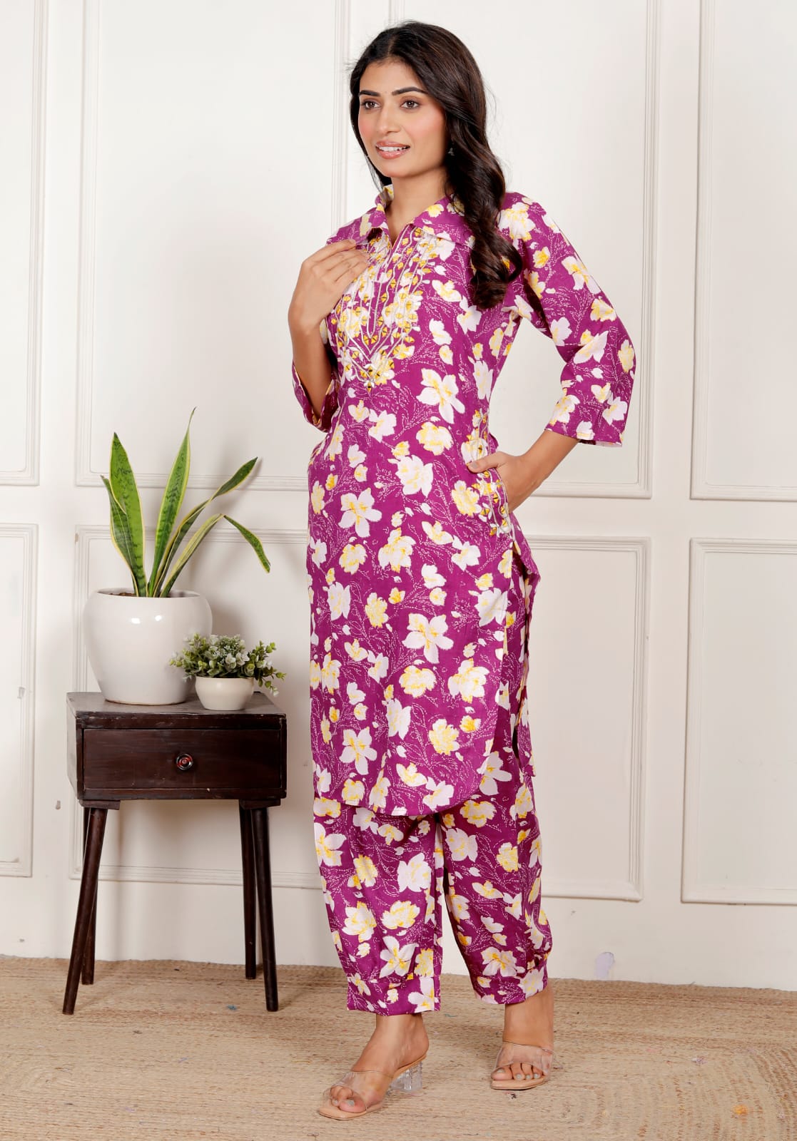 Women's Floral Co-ord Set - Ethnic & Casual Wear - Naticraft